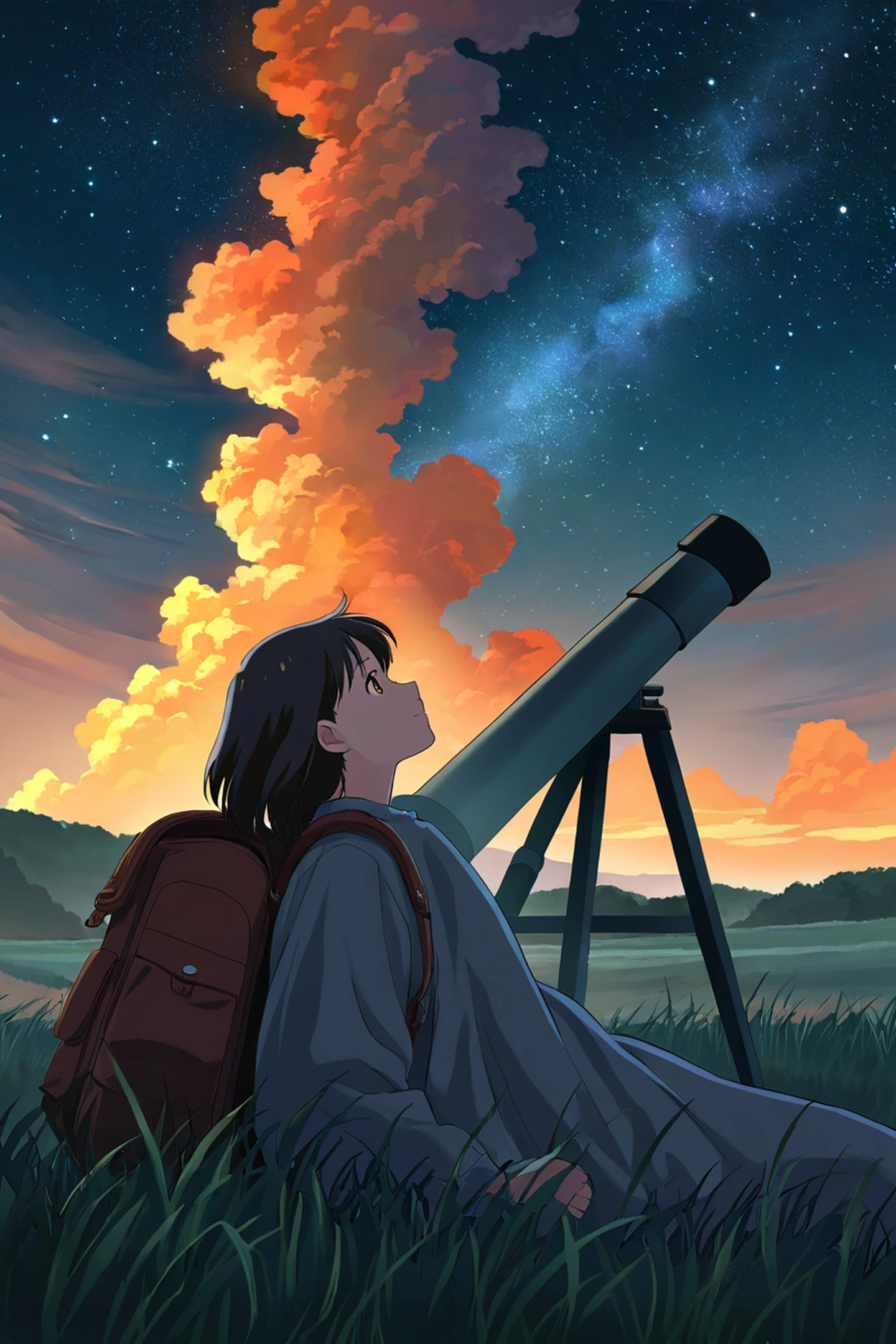 Stargazing Hilltop lofi wallpaper