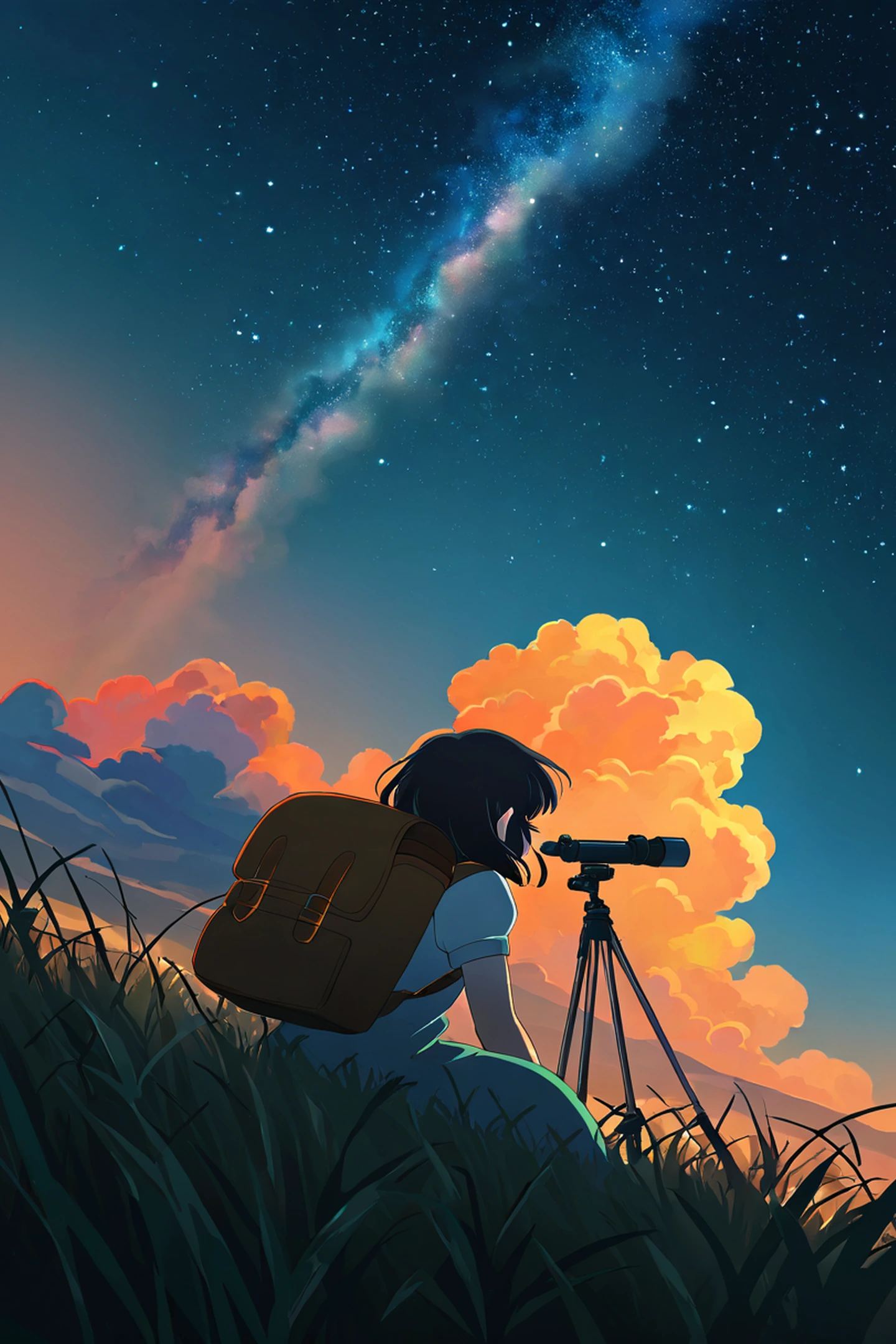 Stargazing Hilltop lofi wallpaper