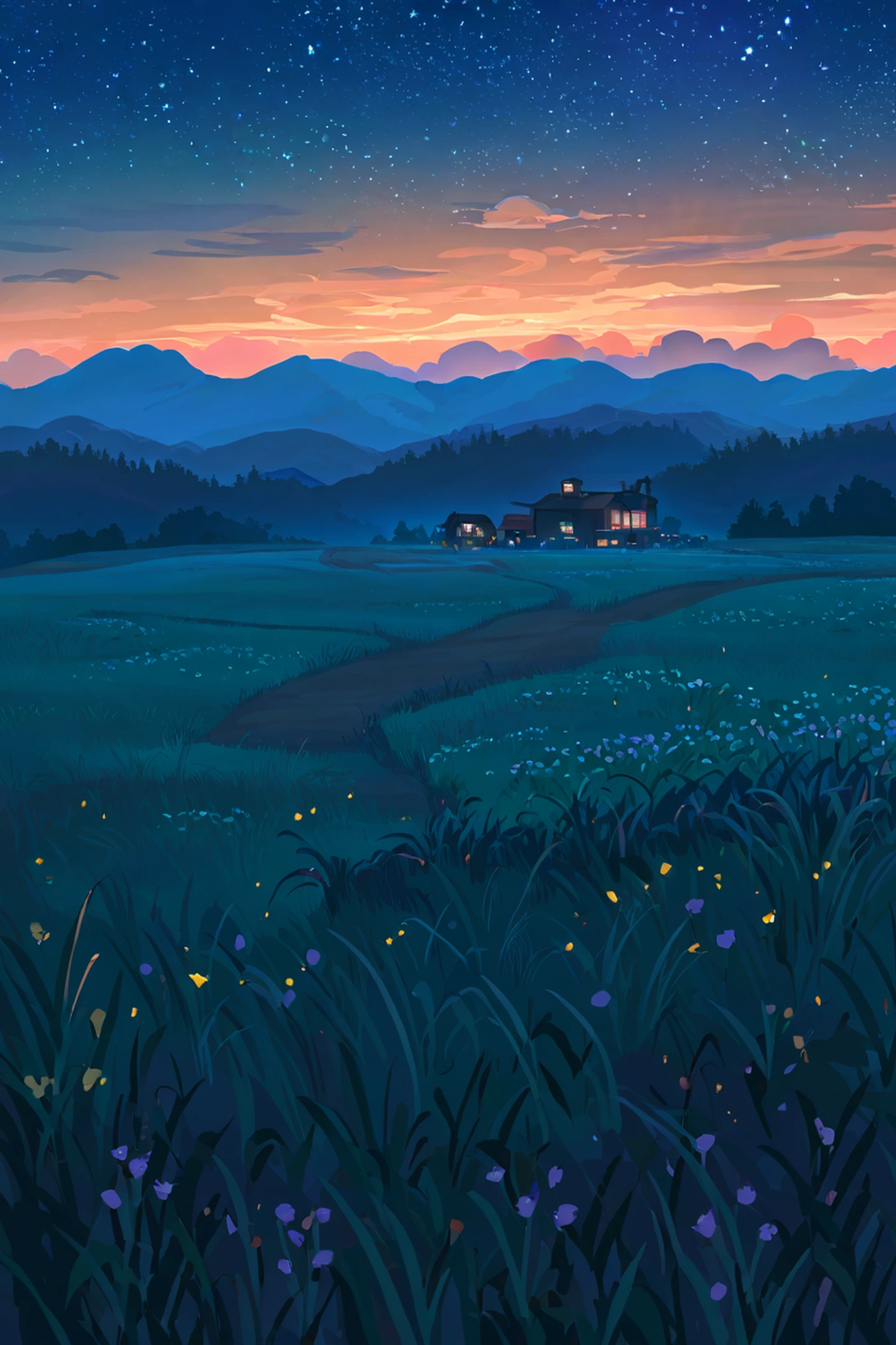 Stargazing Hilltop lofi wallpaper