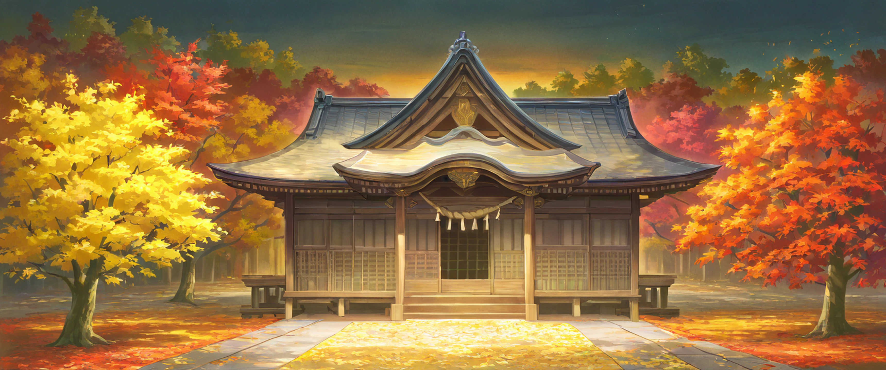 Autumn Maple Village lofi wallpaper