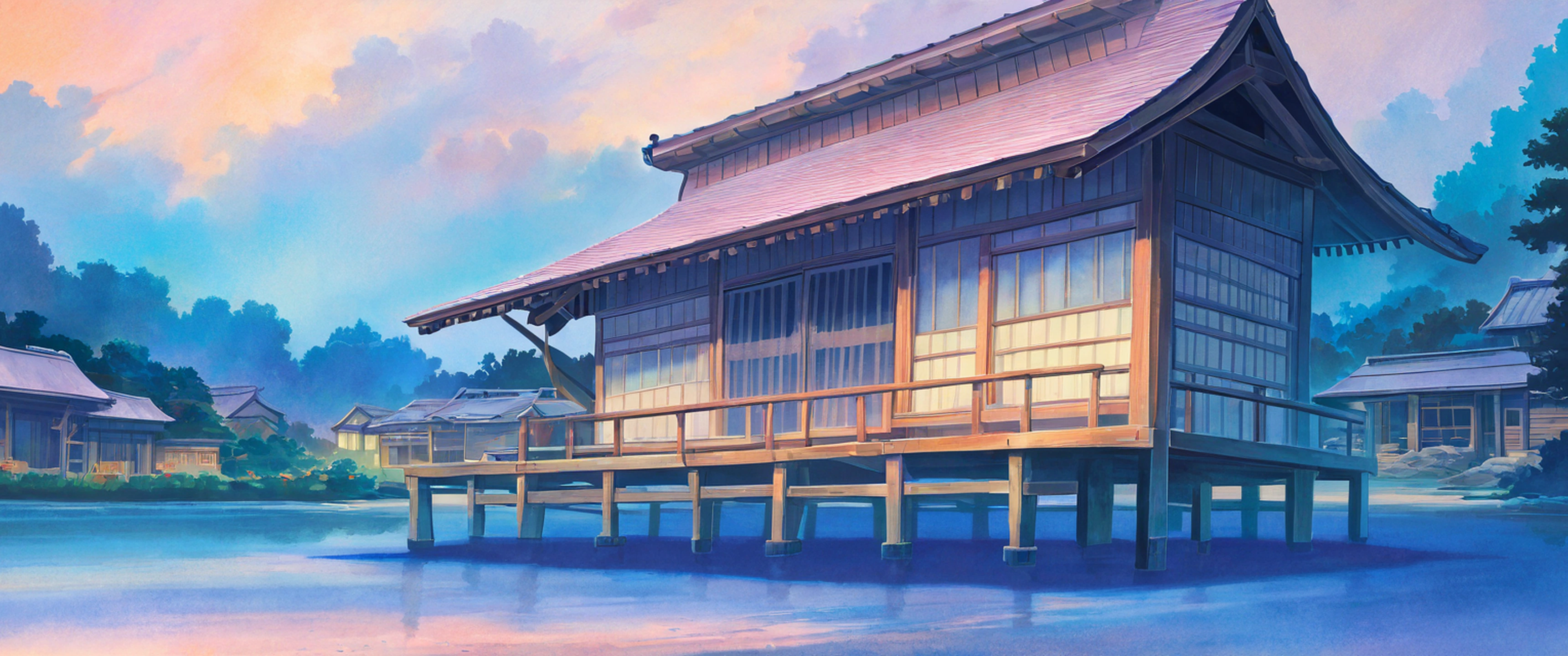 Autumn Maple Village lofi wallpaper