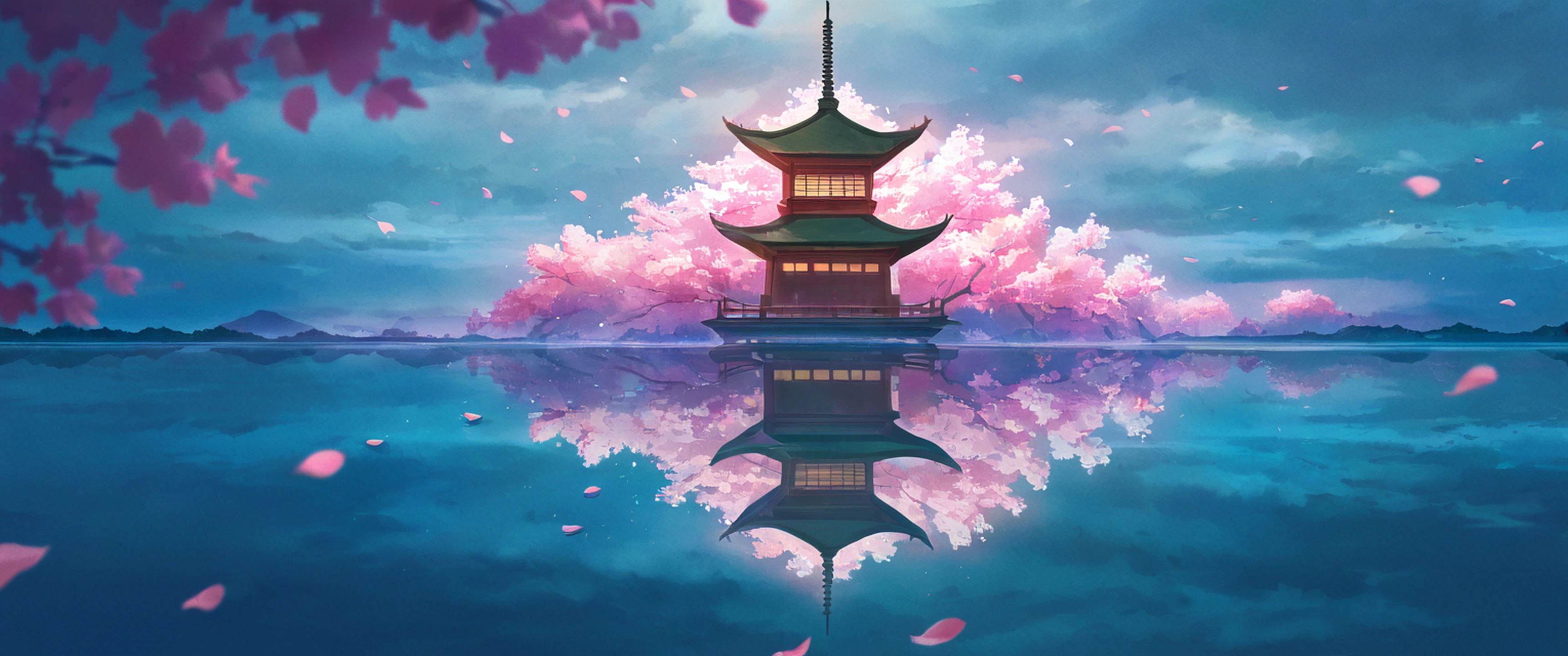 cherry blossom path lofi wallpaper