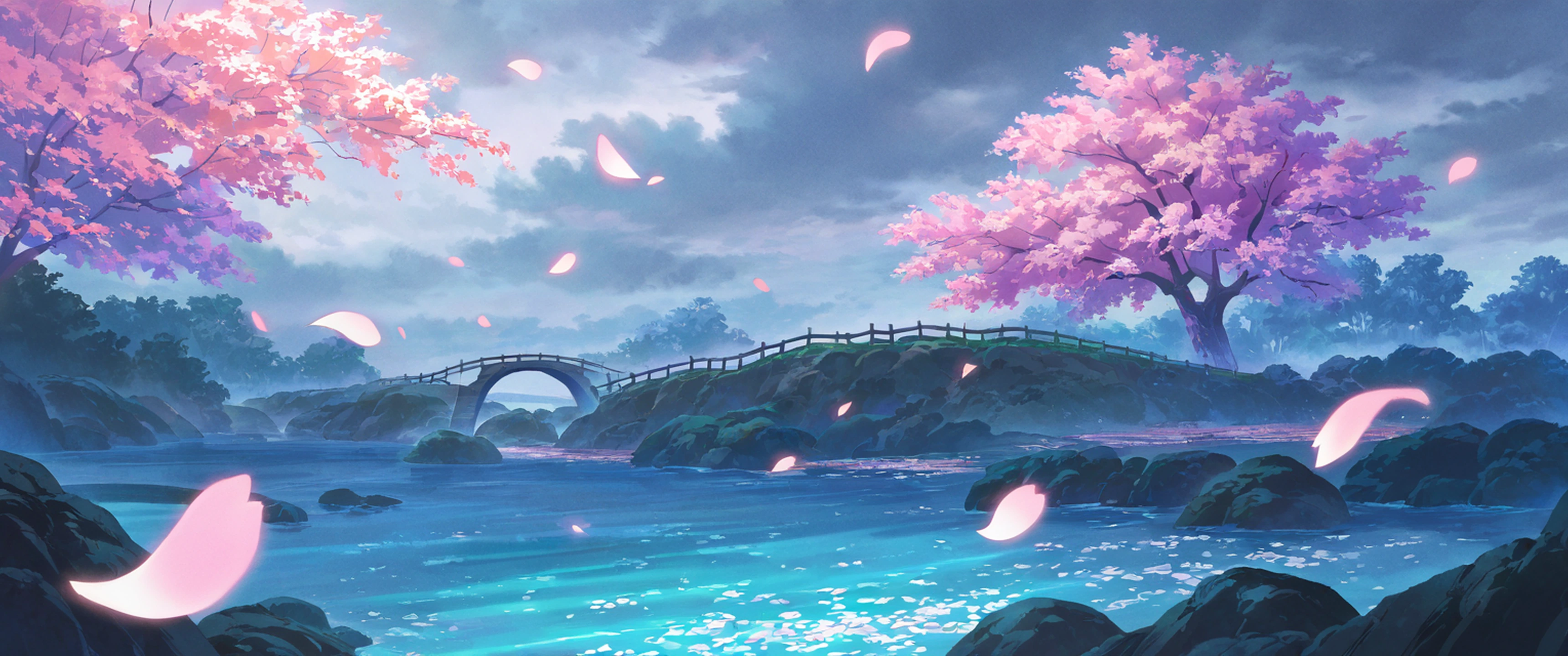 cherry blossom path lofi wallpaper