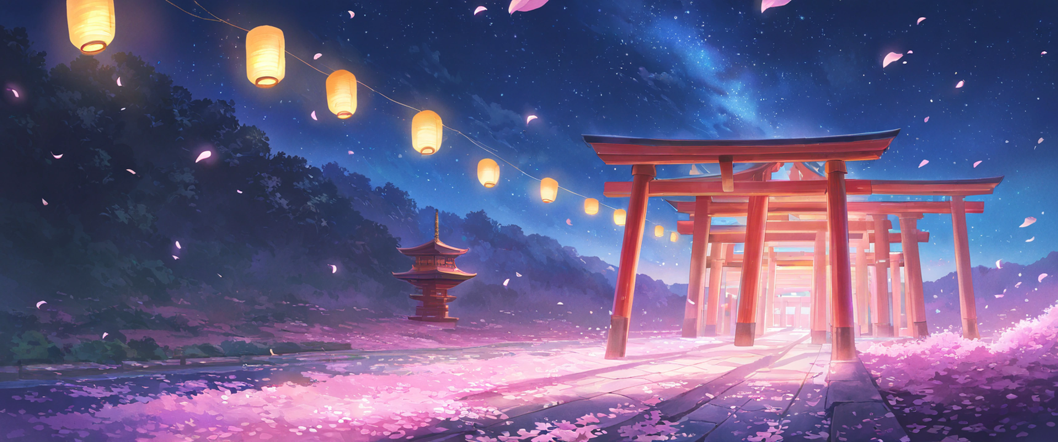 cherry blossom path lofi wallpaper