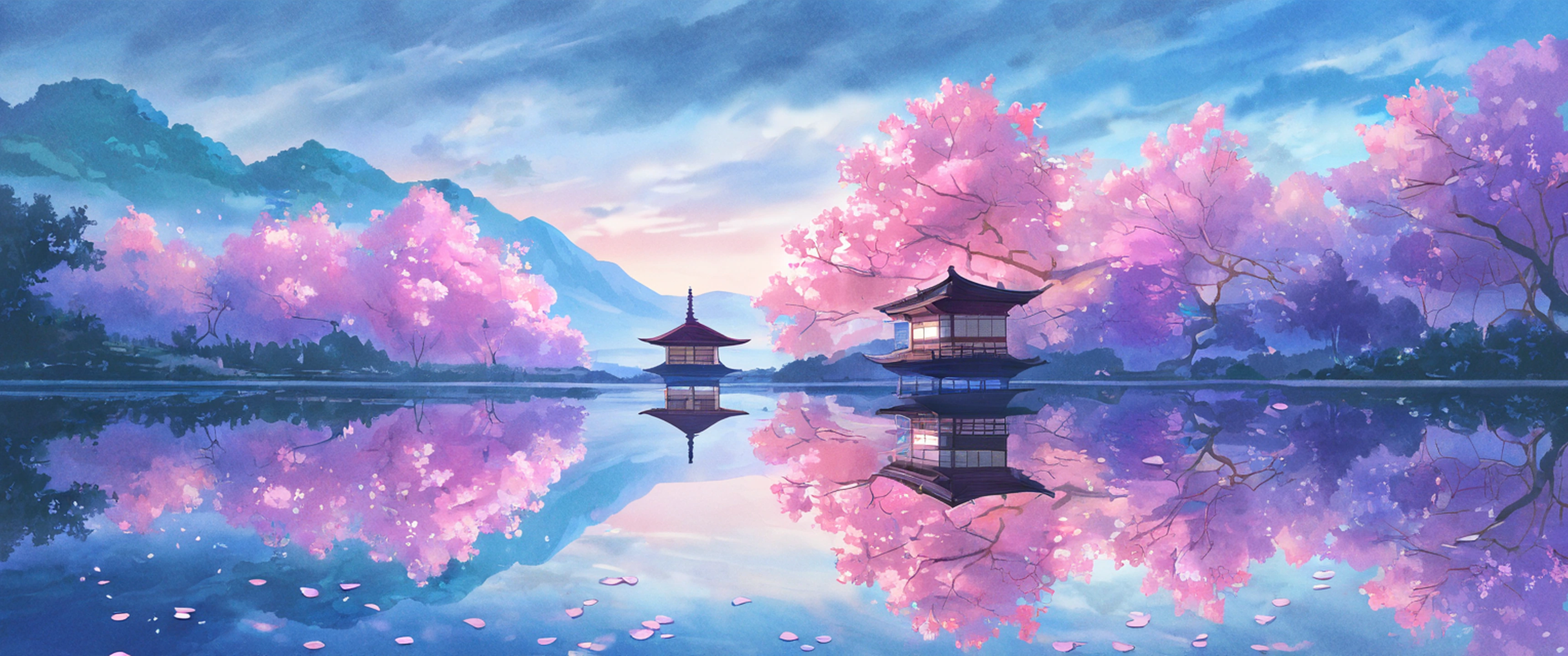 cherry blossom path lofi wallpaper