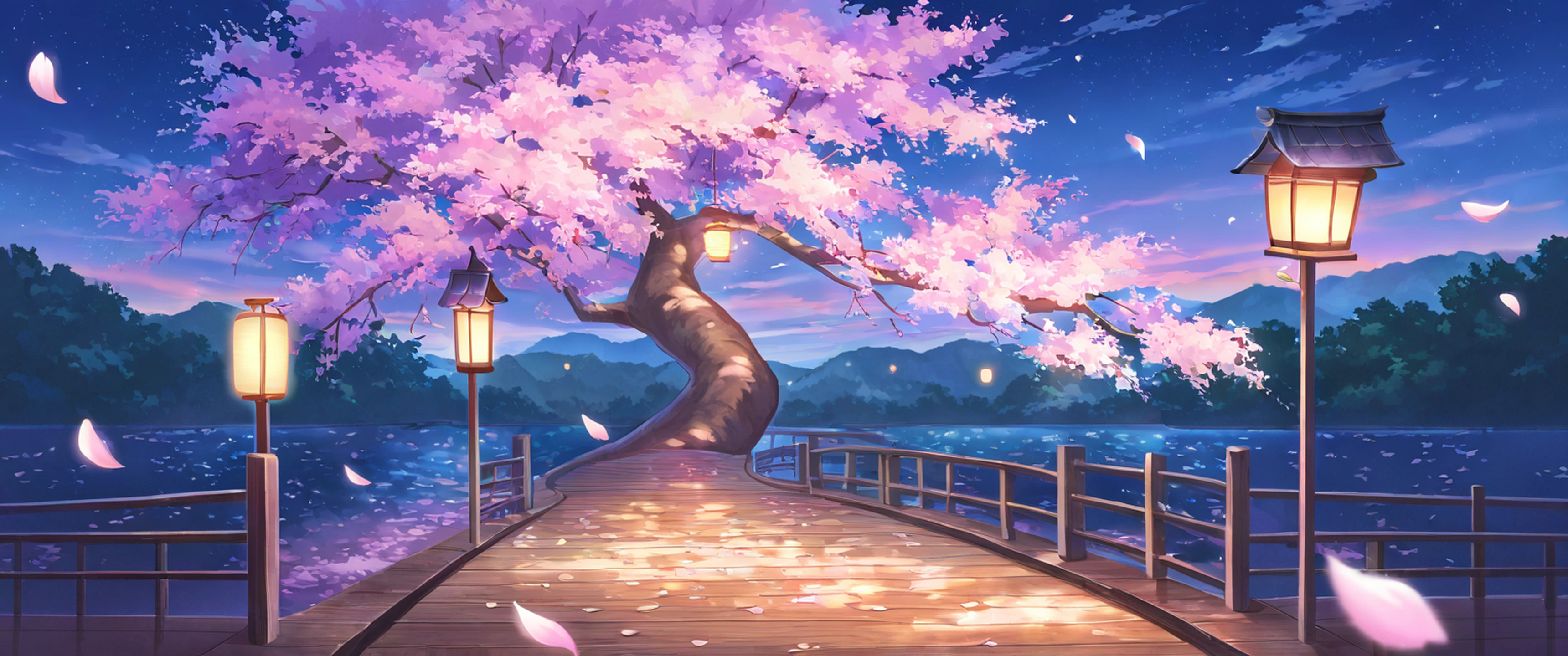 Cherry Blossom Path lofi wallpaper