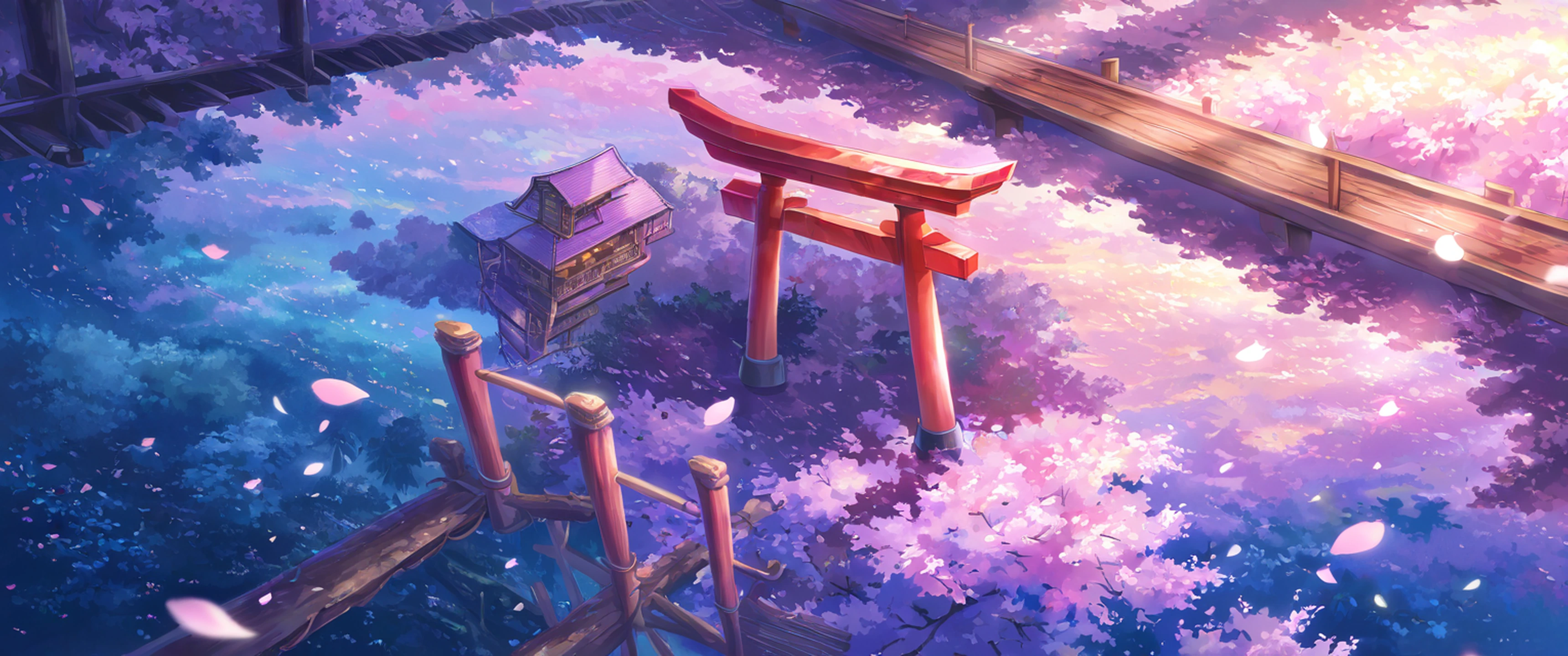 cherry blossom path lofi wallpaper