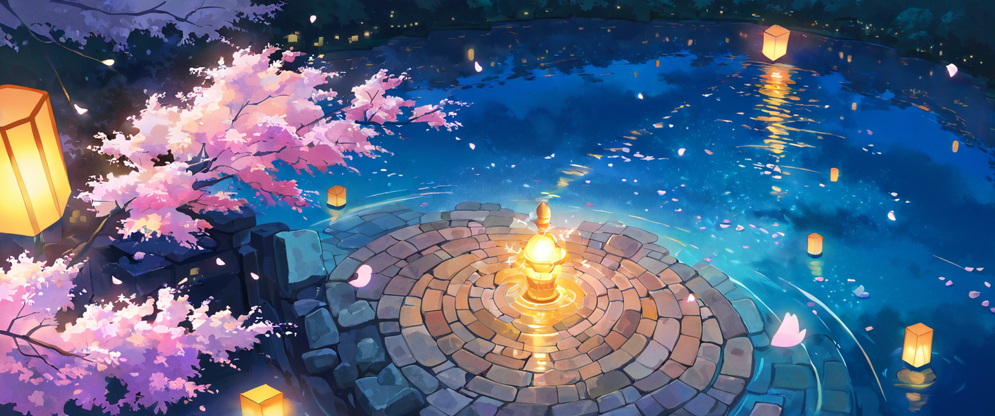 cherry blossom path lofi wallpaper