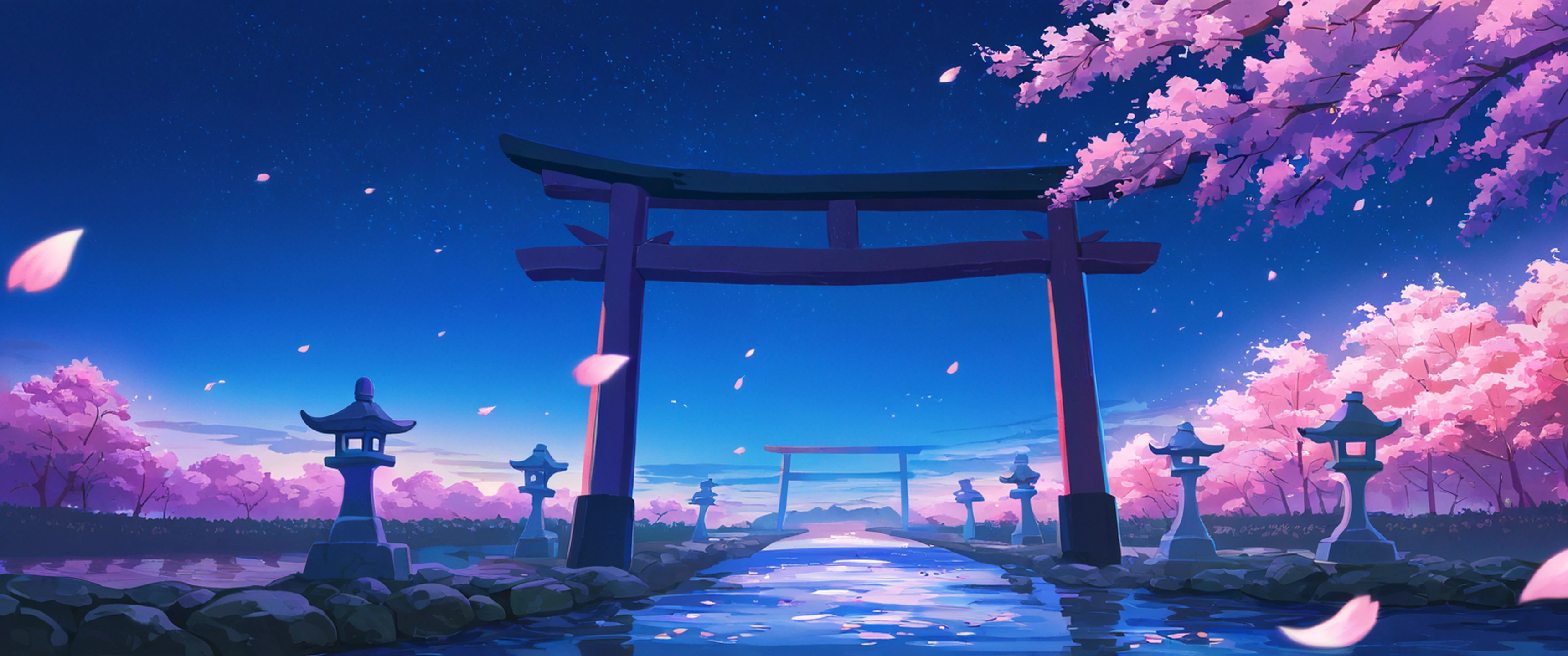 cherry blossom path lofi wallpaper