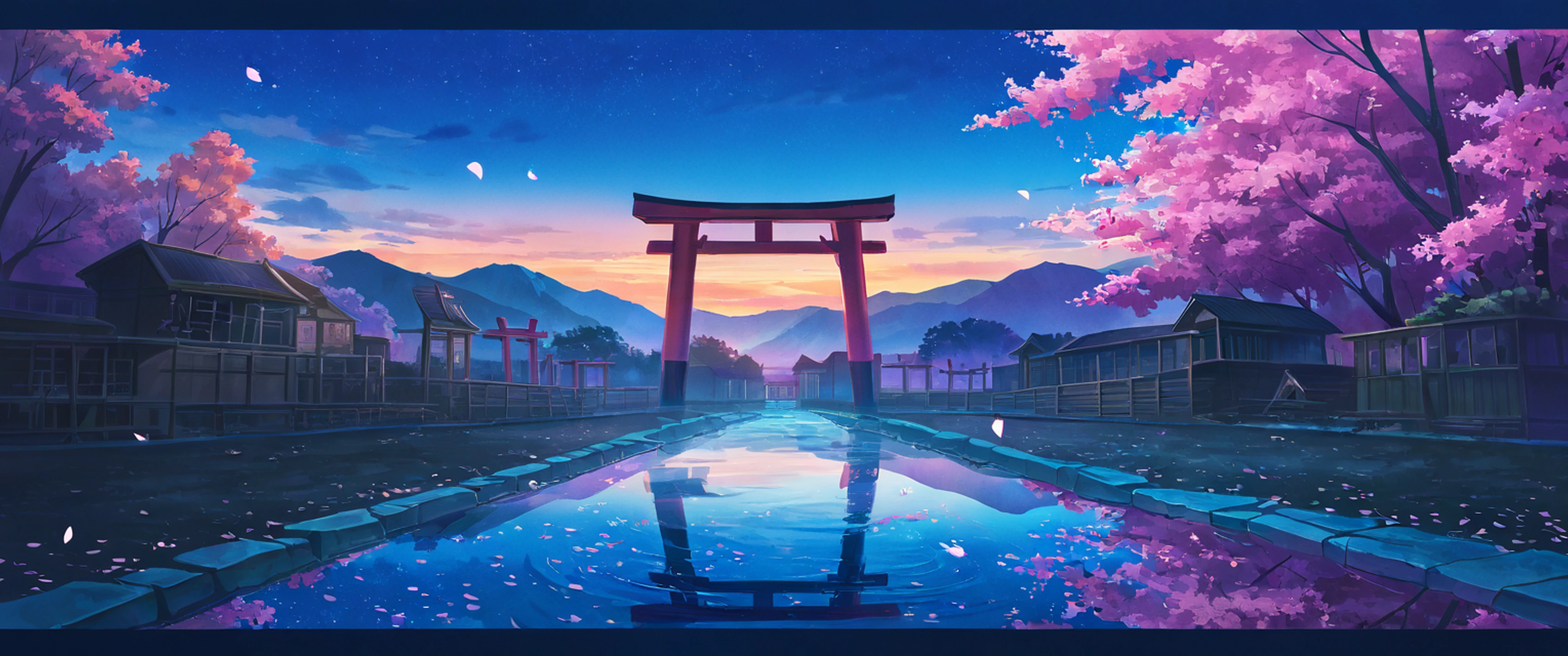 cherry blossom path lofi wallpaper