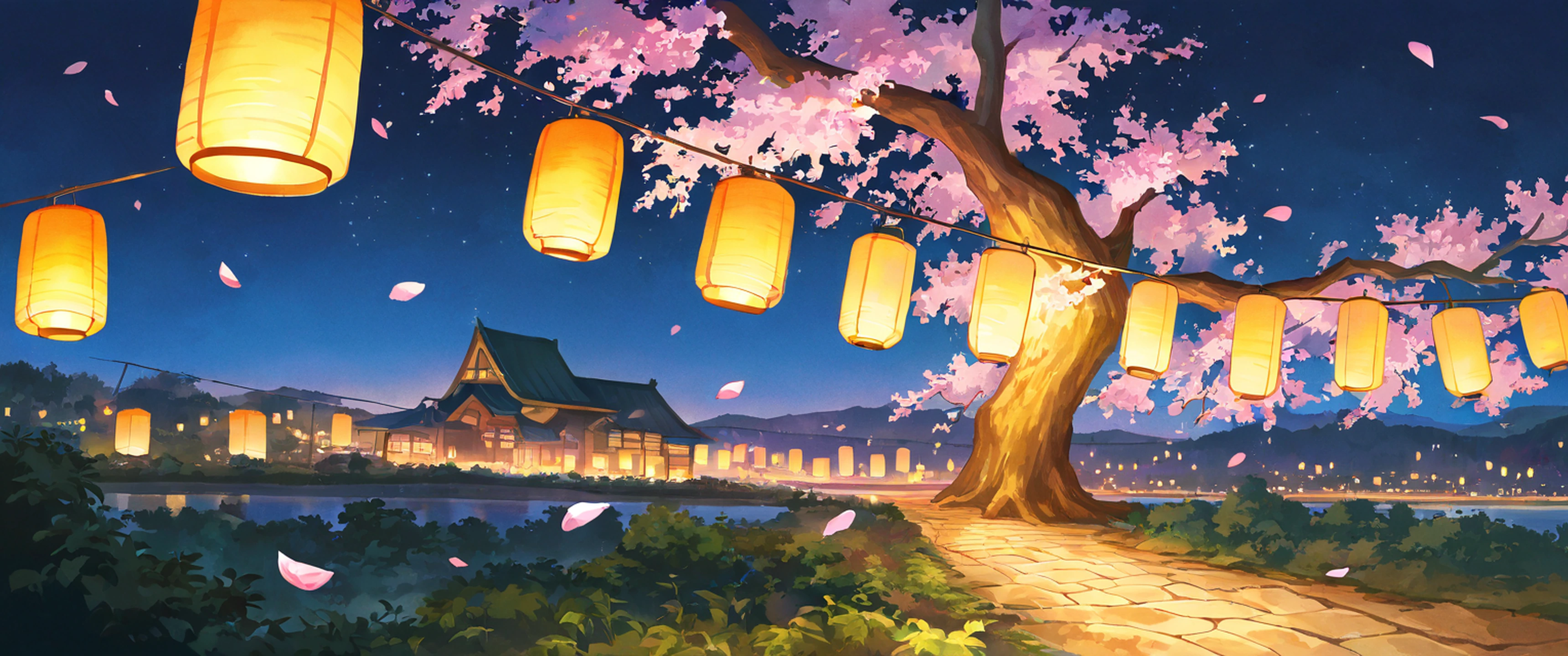 Cherry Blossom Path lofi wallpaper