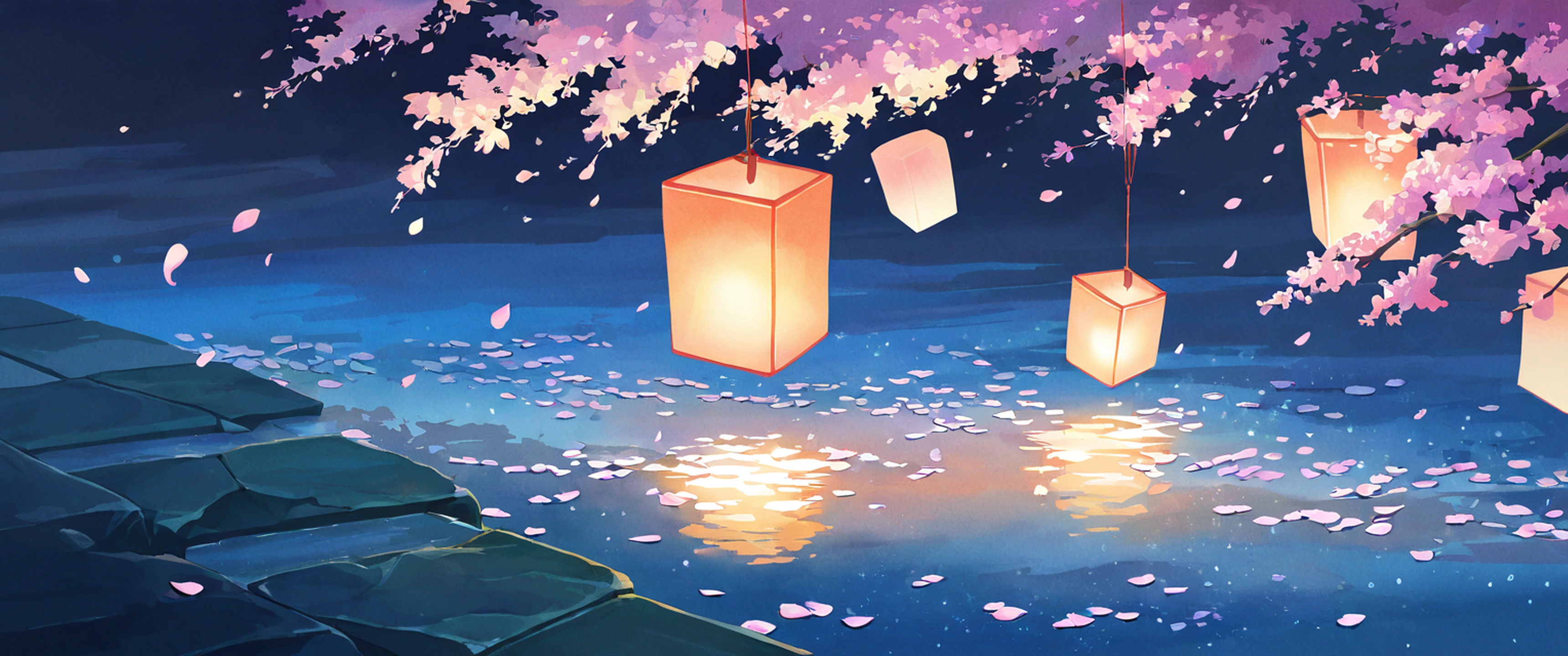 cherry blossom path lofi wallpaper