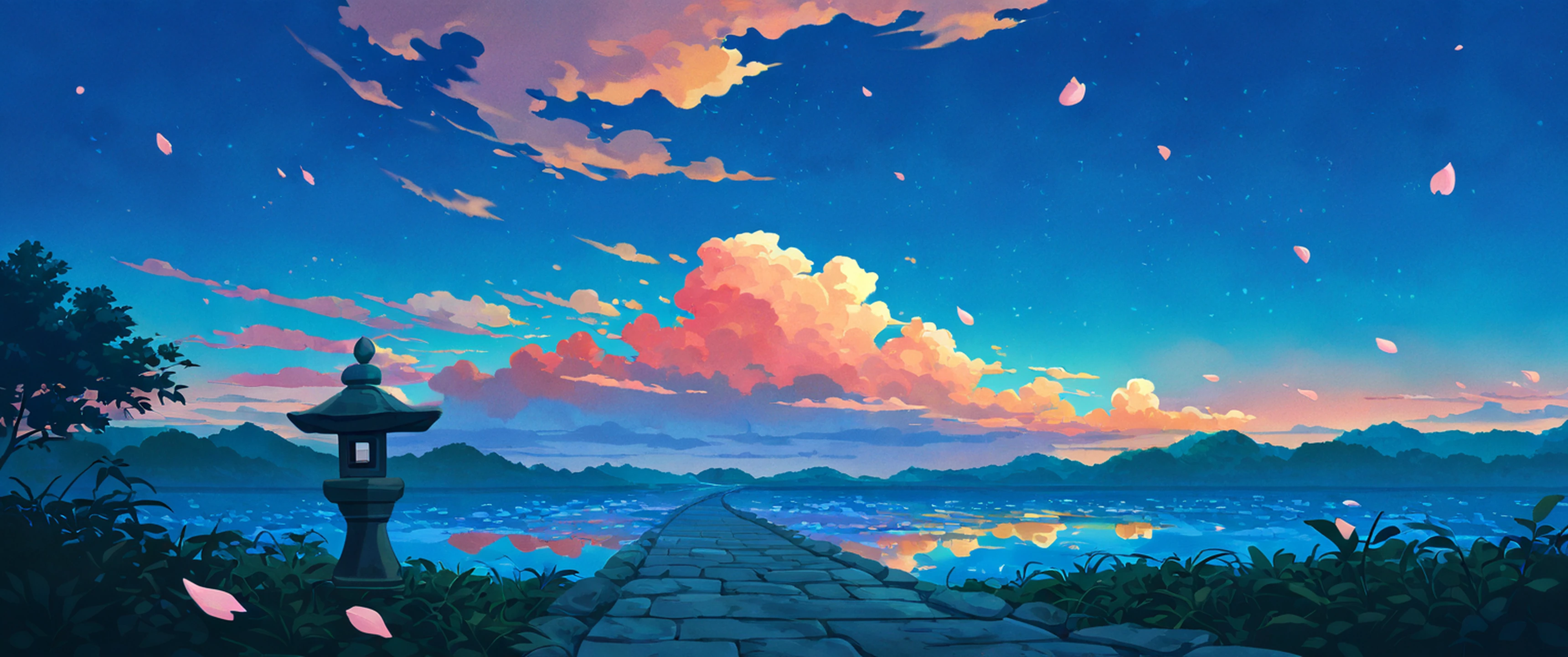 Cherry Blossom Path lofi wallpaper