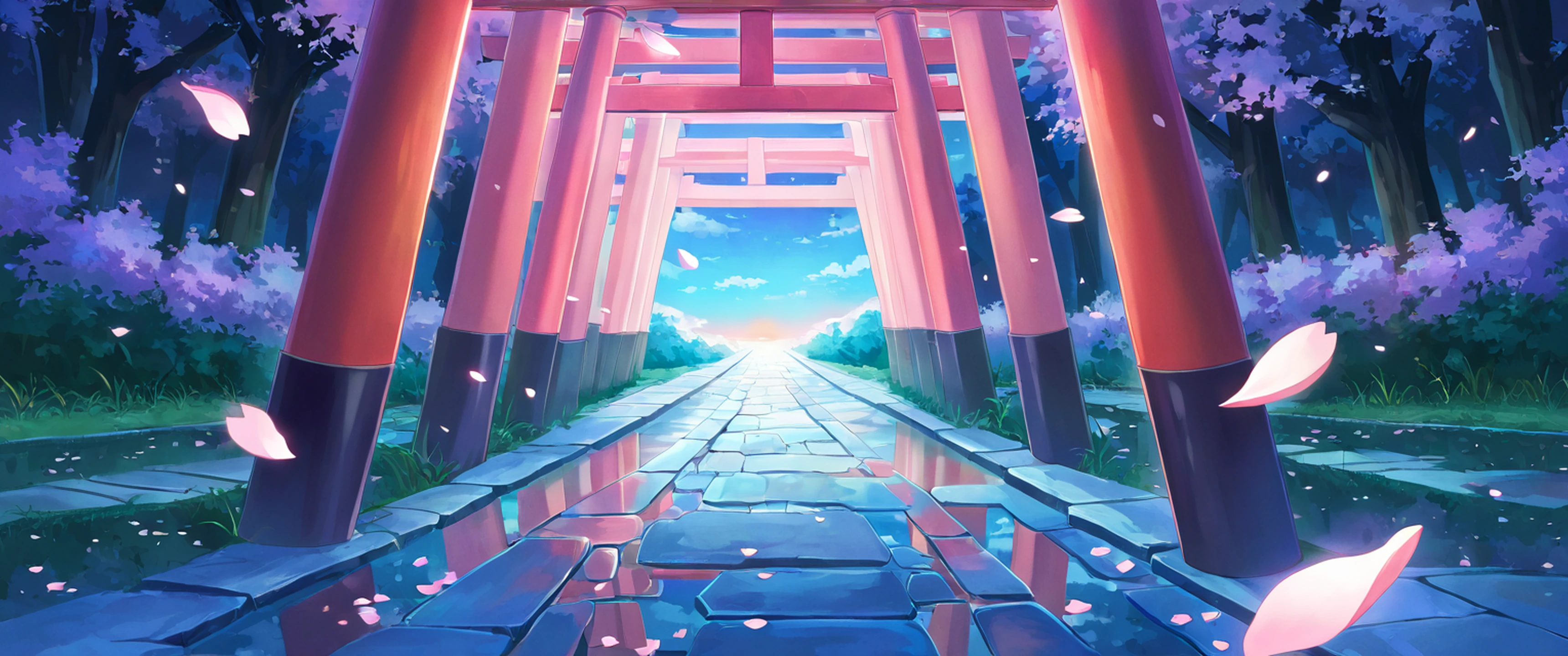 cherry blossom path lofi wallpaper
