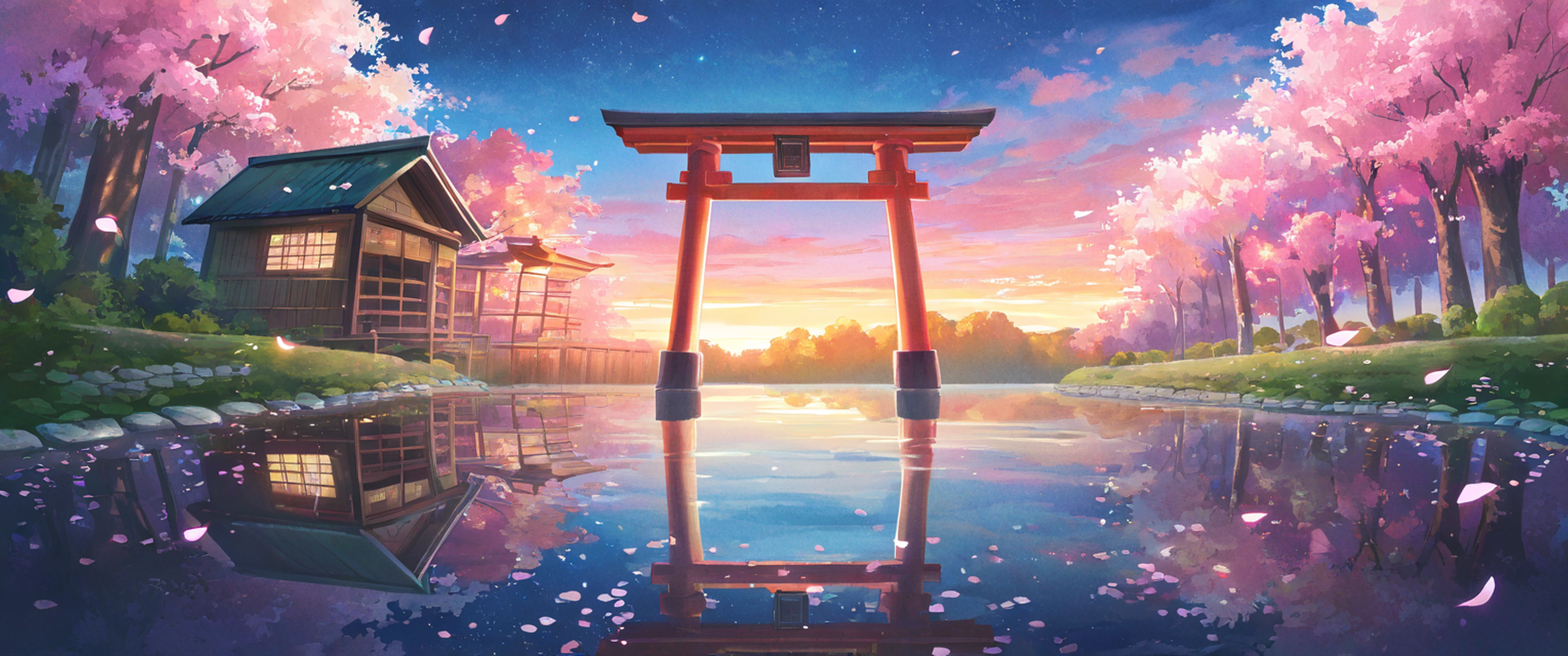 cherry blossom path lofi wallpaper