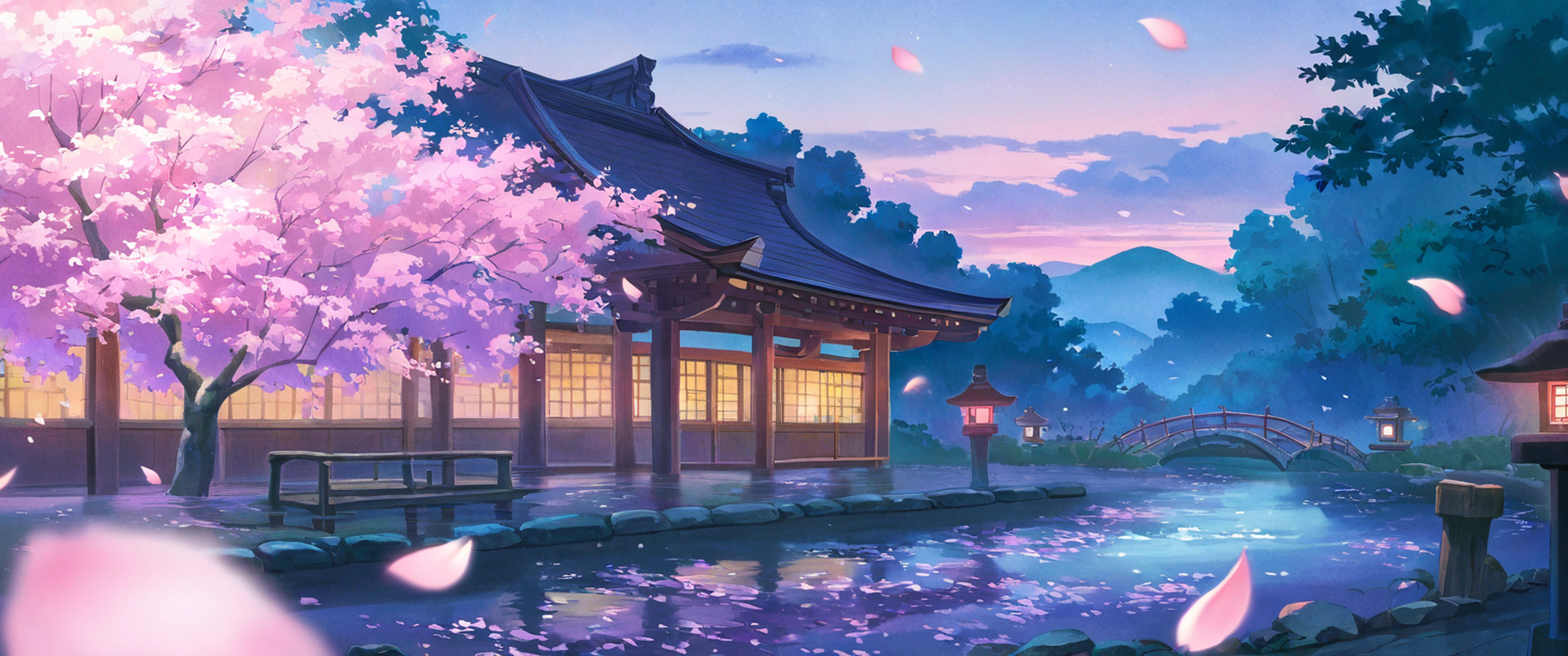 Cherry Blossom Path lofi wallpaper