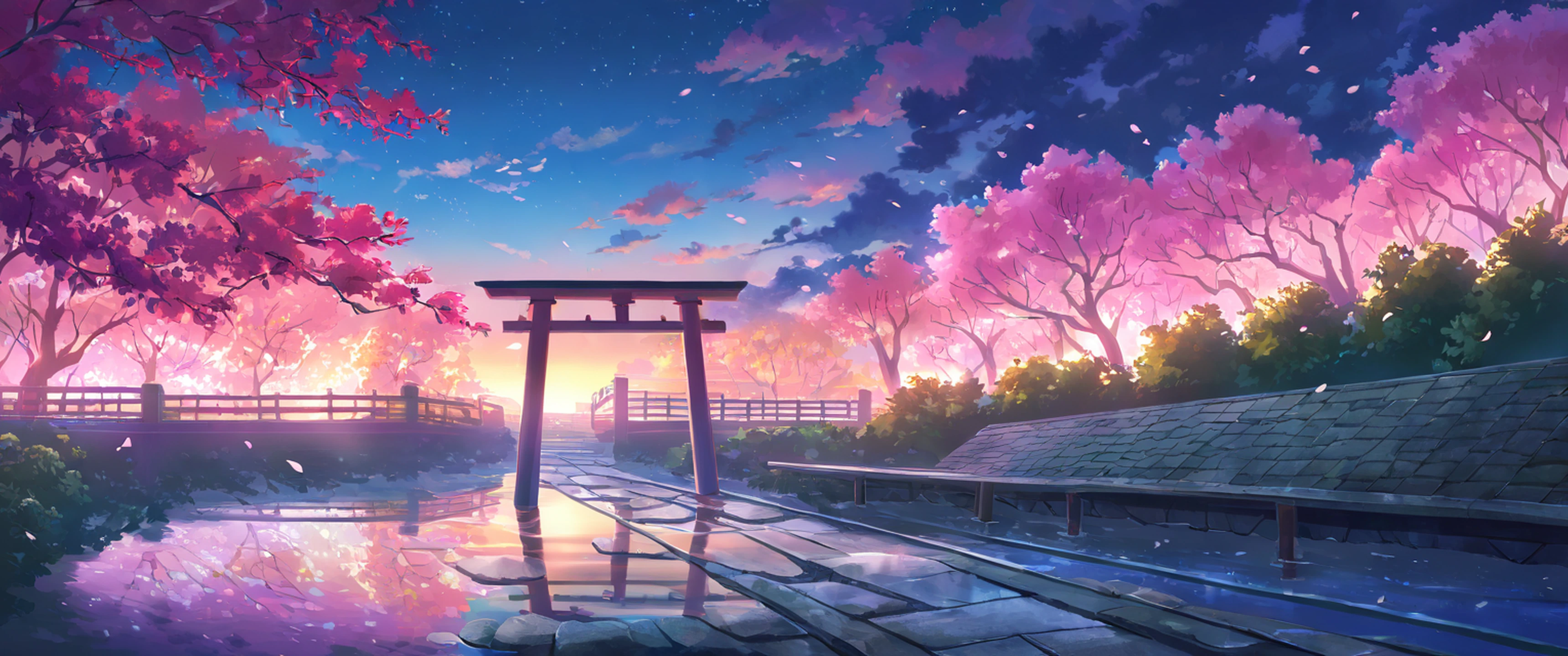cherry blossom path lofi wallpaper