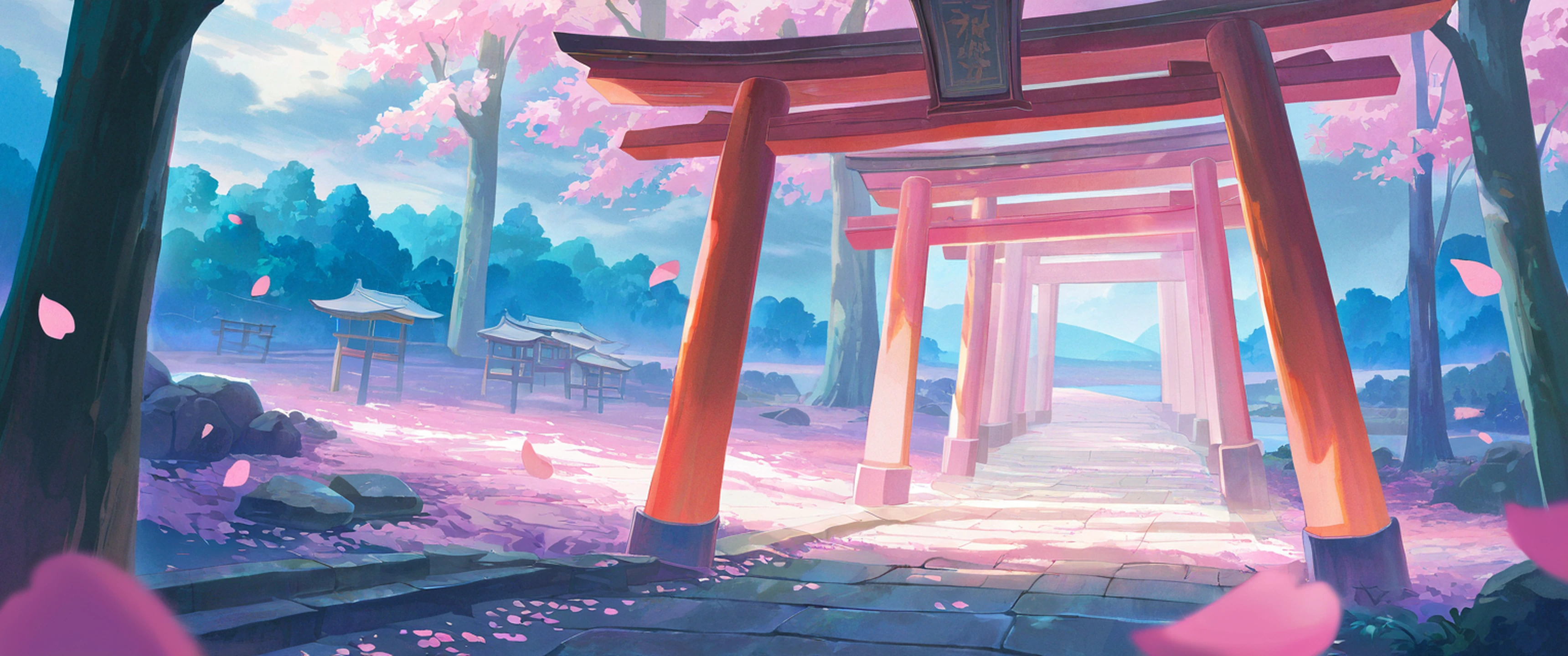 Cherry Blossom Path lofi wallpaper