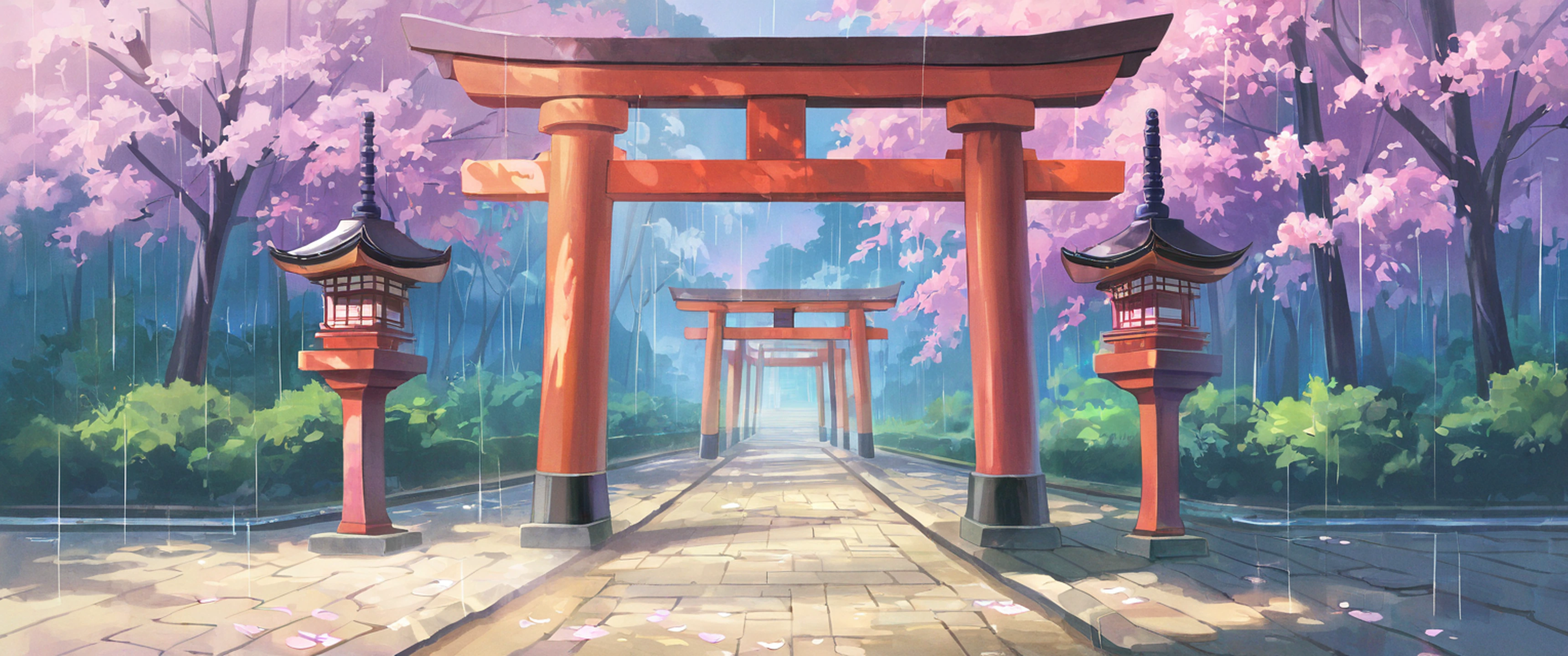 Cherry Blossom Path lofi wallpaper