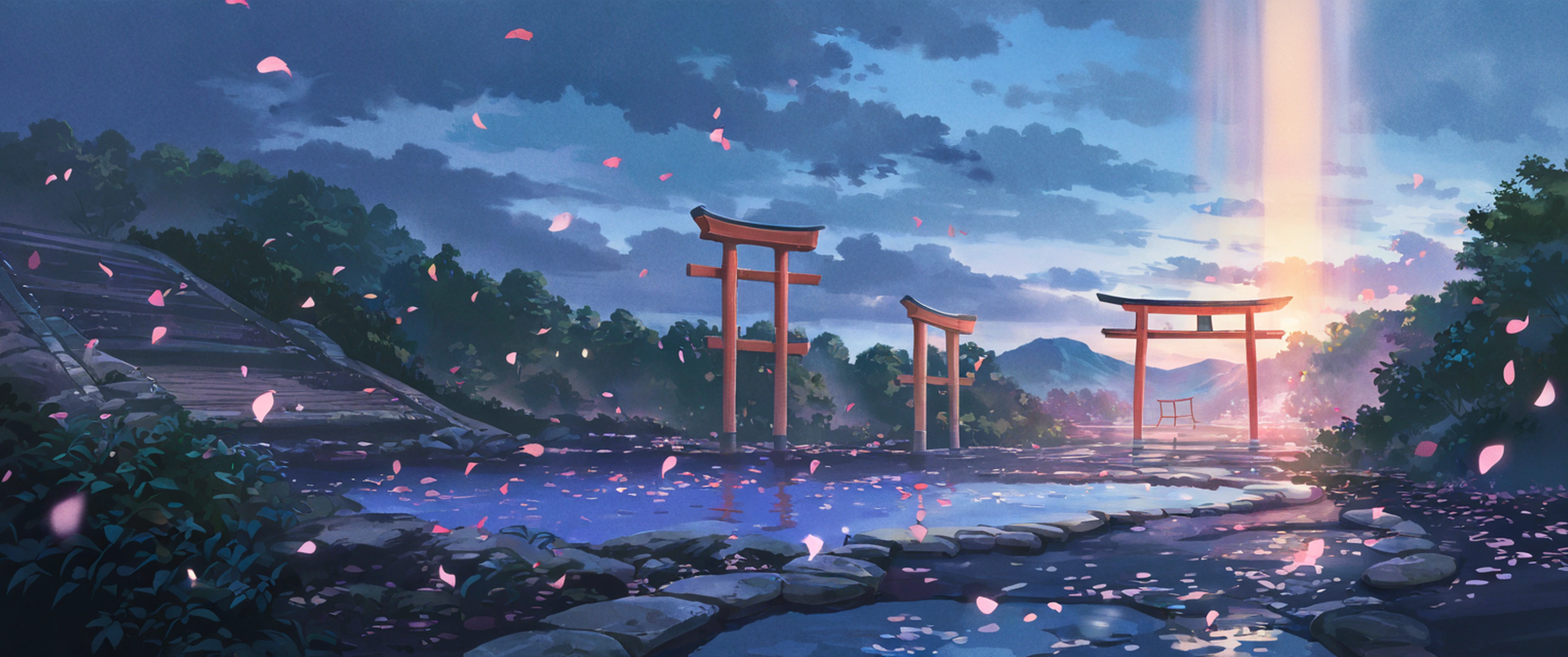 cherry blossom path lofi wallpaper