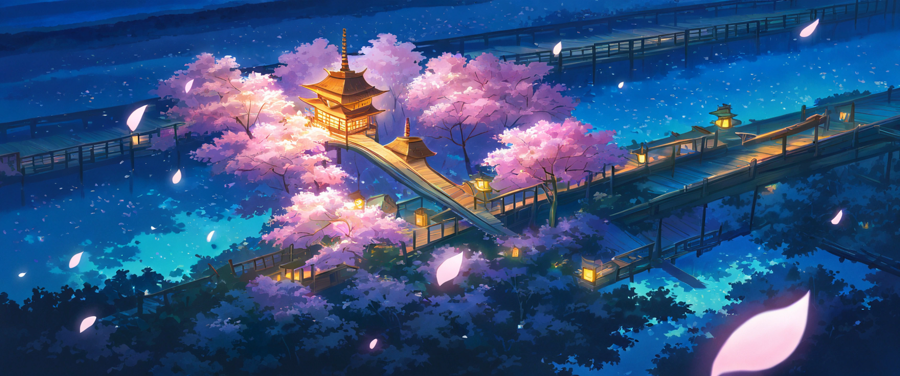 Cherry Blossom Path lofi wallpaper