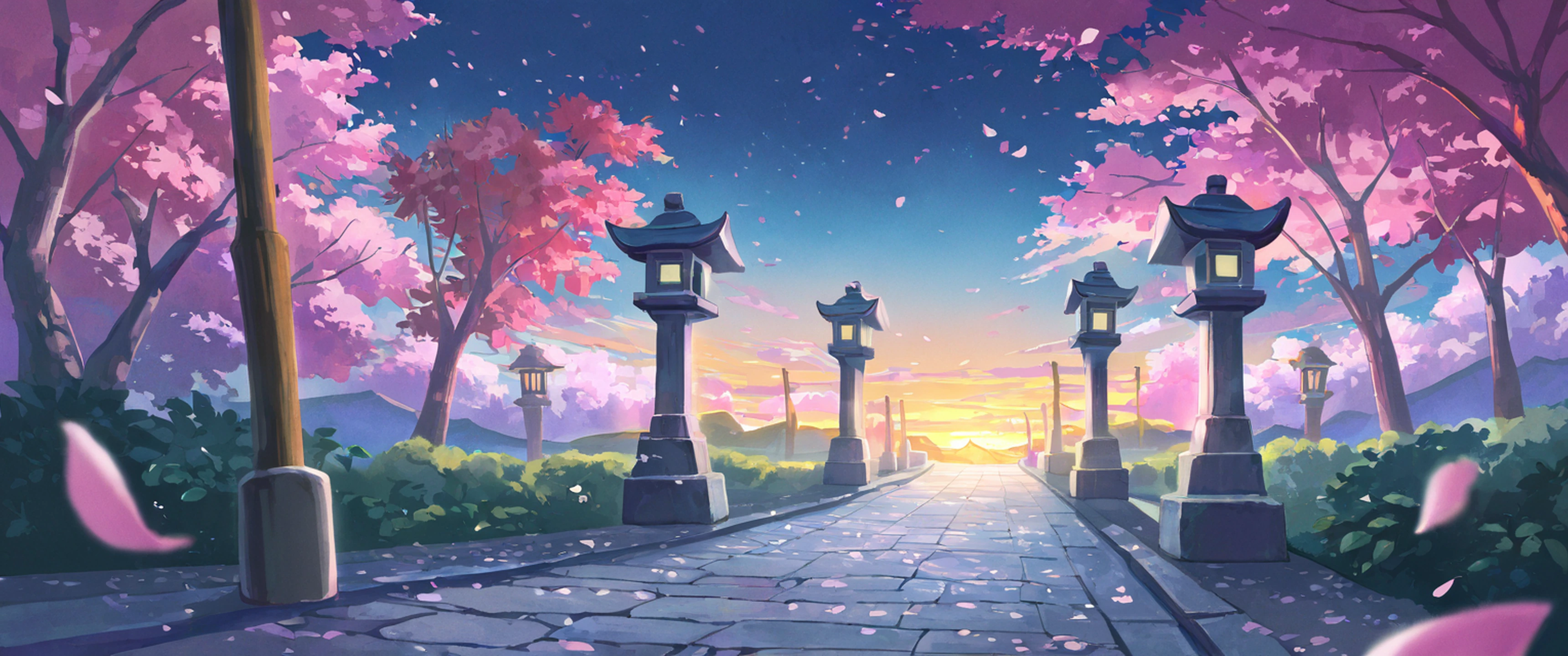 Cherry Blossom Path lofi wallpaper