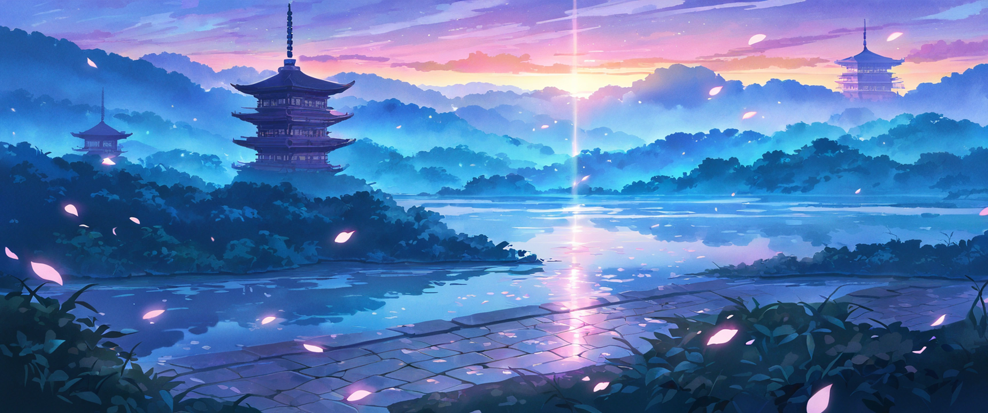 cherry blossom path lofi wallpaper