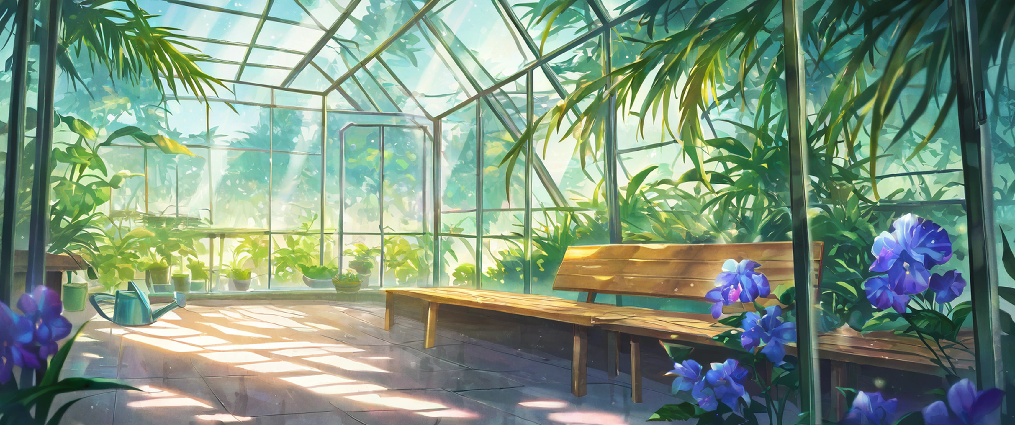Greenhouse Morning lofi wallpaper