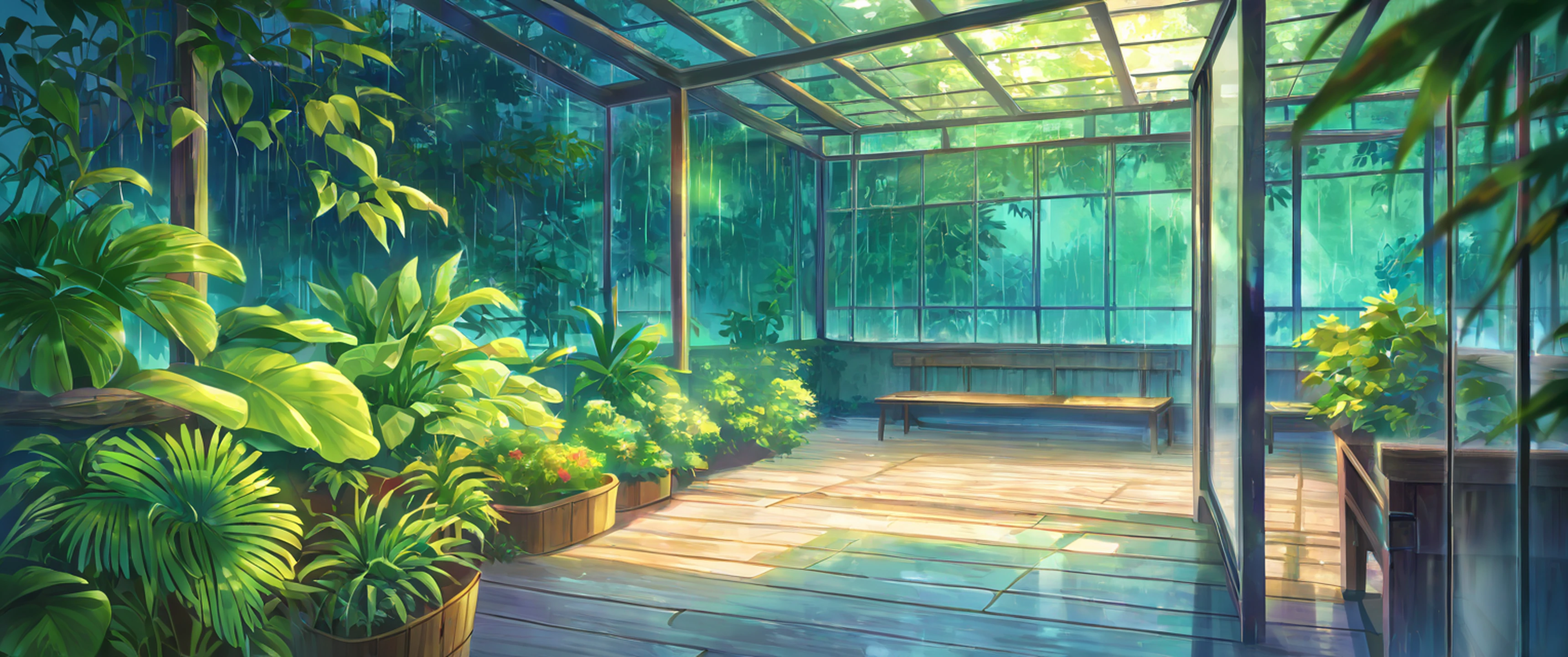 Greenhouse Morning lofi wallpaper