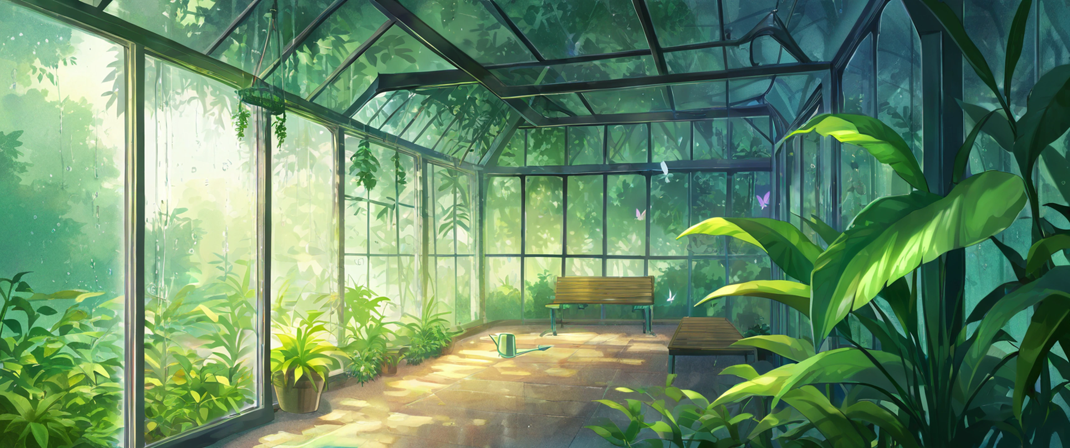 Greenhouse Morning lofi wallpaper