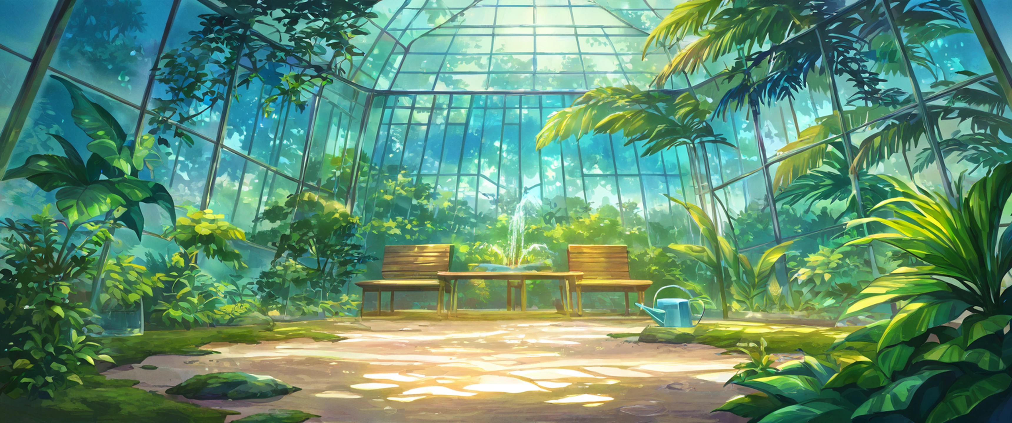 Greenhouse Morning lofi wallpaper