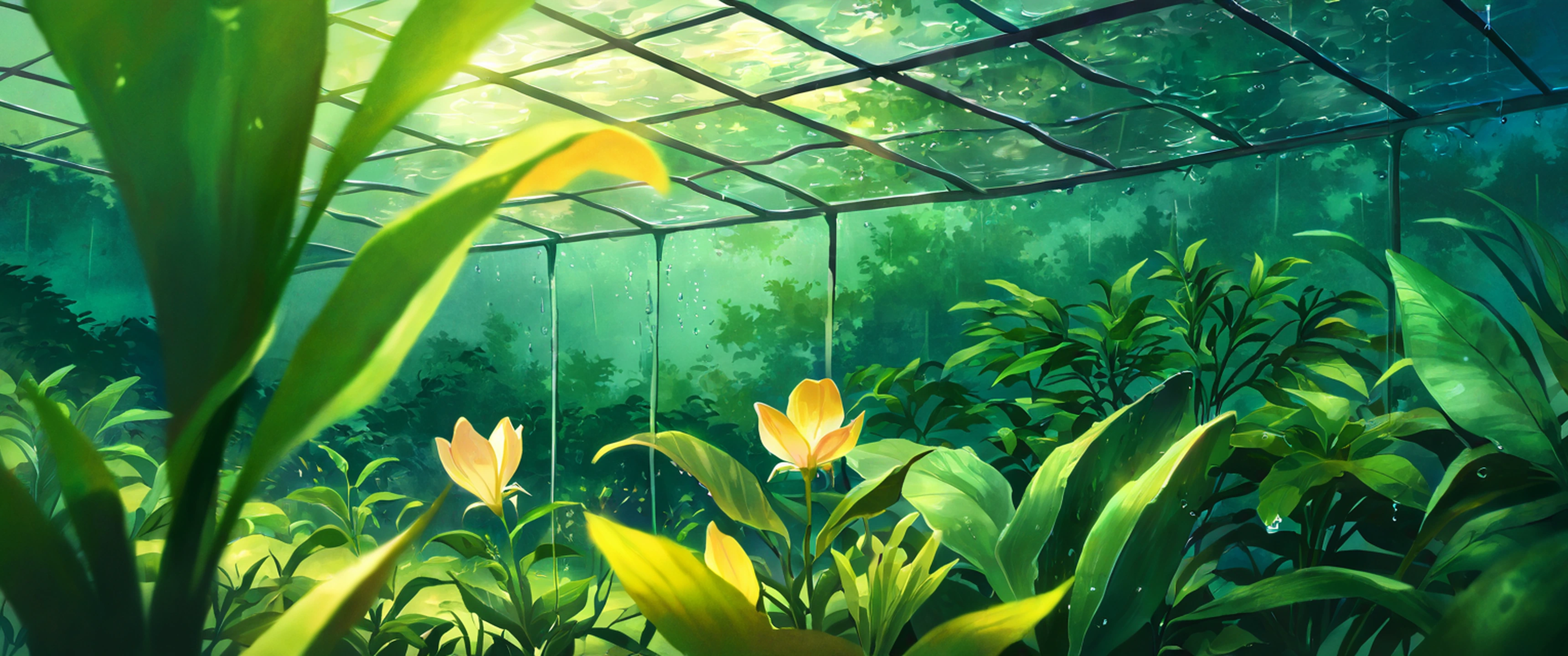 Greenhouse Morning lofi wallpaper