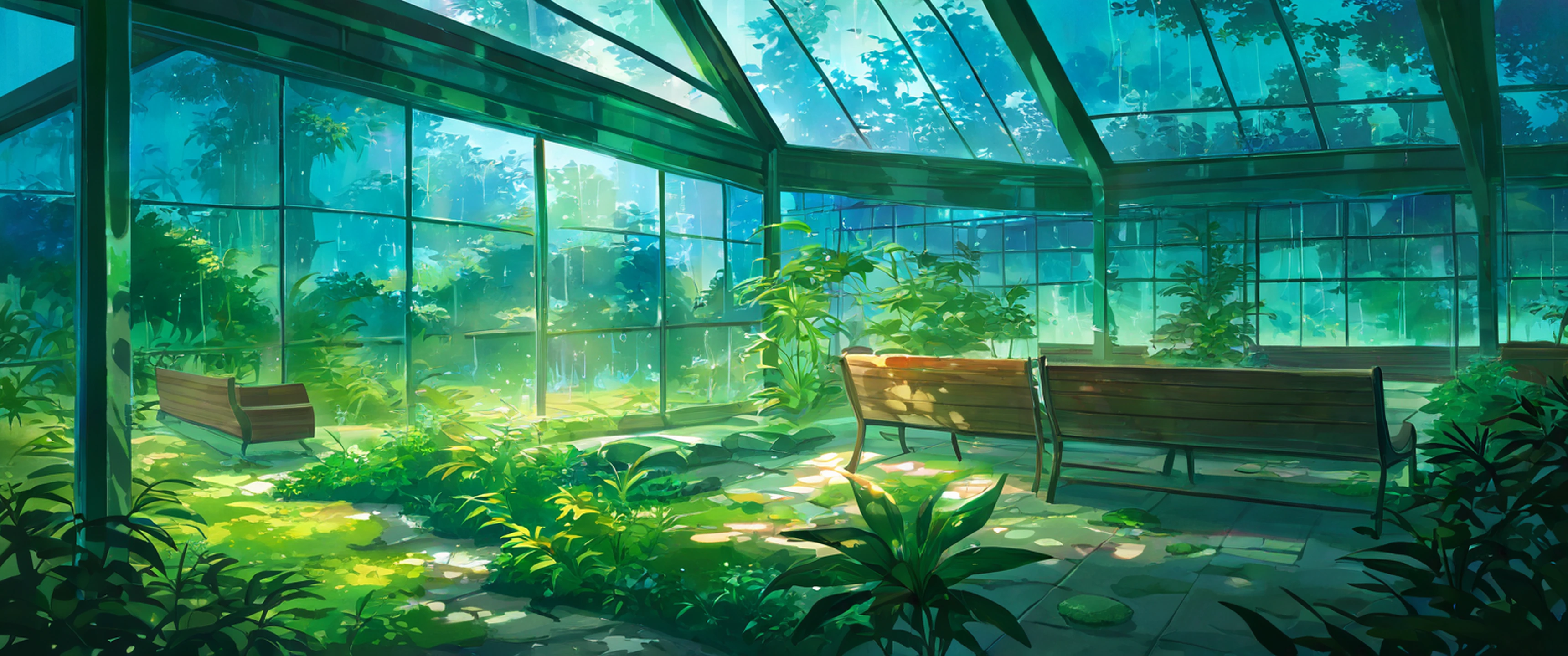 Greenhouse Morning lofi wallpaper