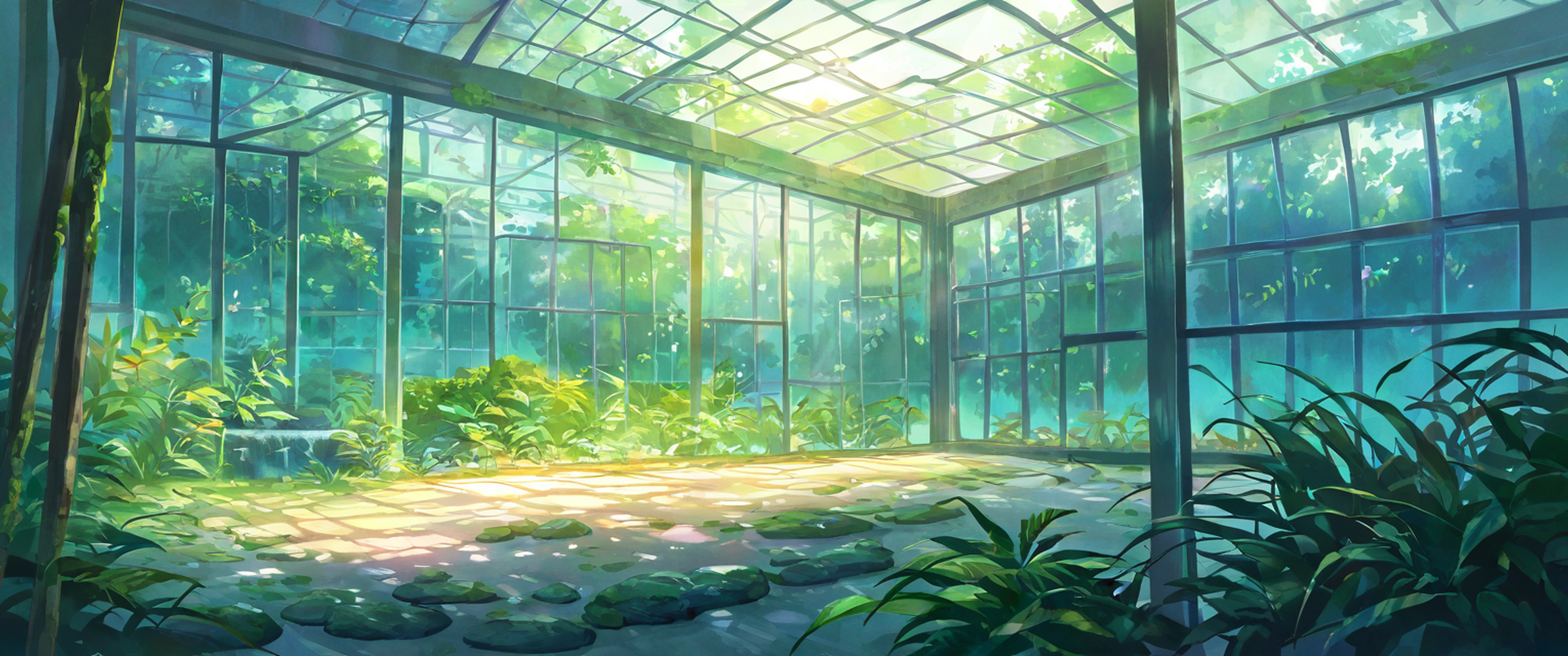 Greenhouse Morning lofi wallpaper