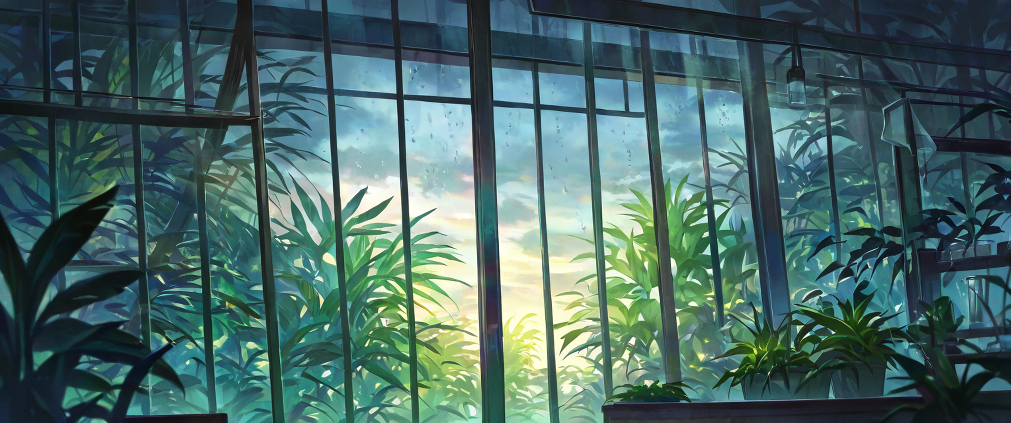 Greenhouse Morning lofi wallpaper