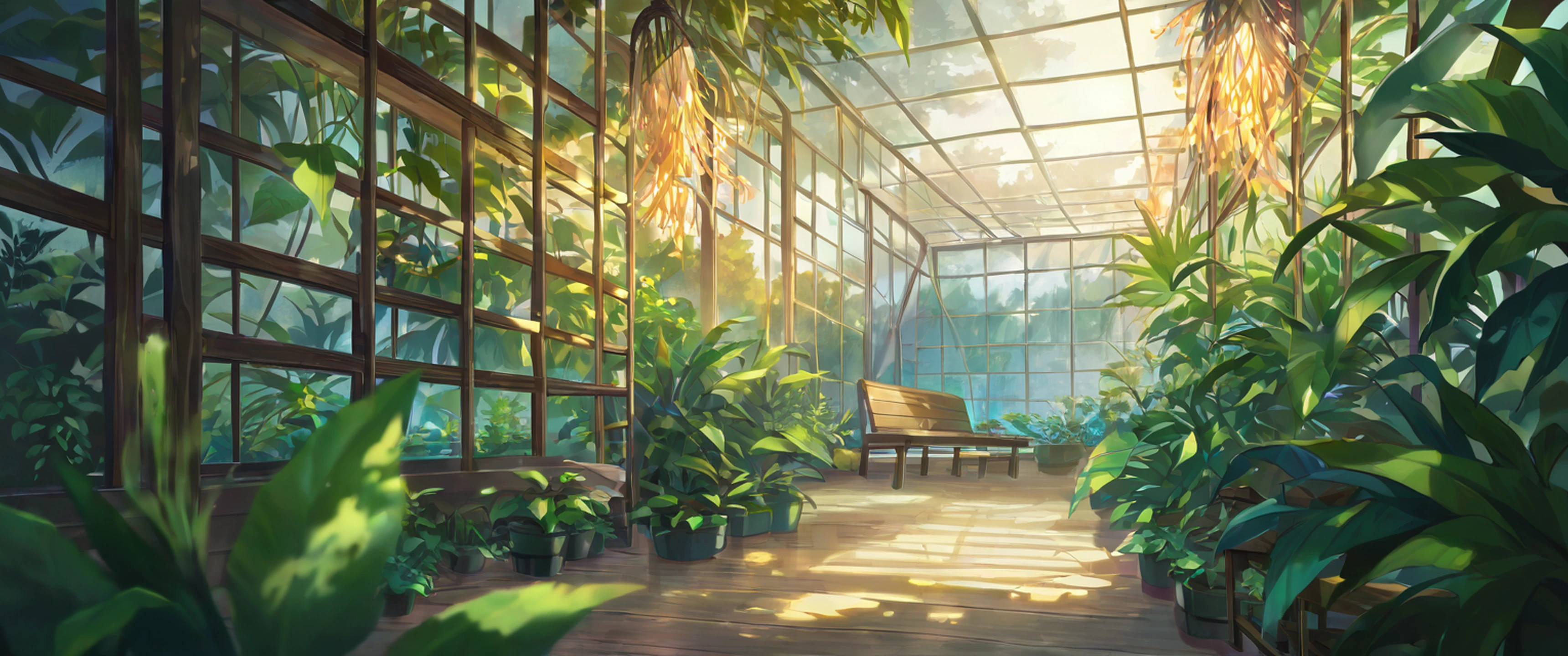 Greenhouse Morning lofi wallpaper