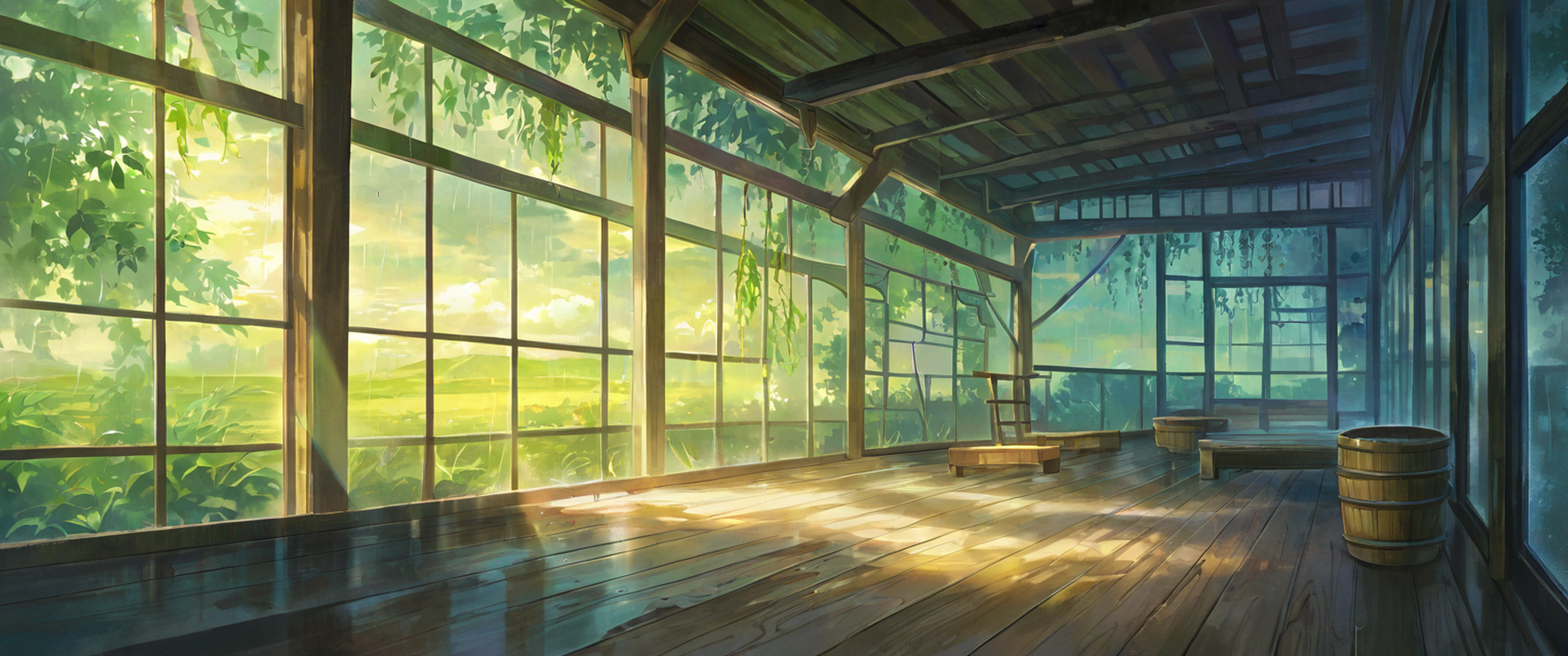 Greenhouse Morning lofi wallpaper