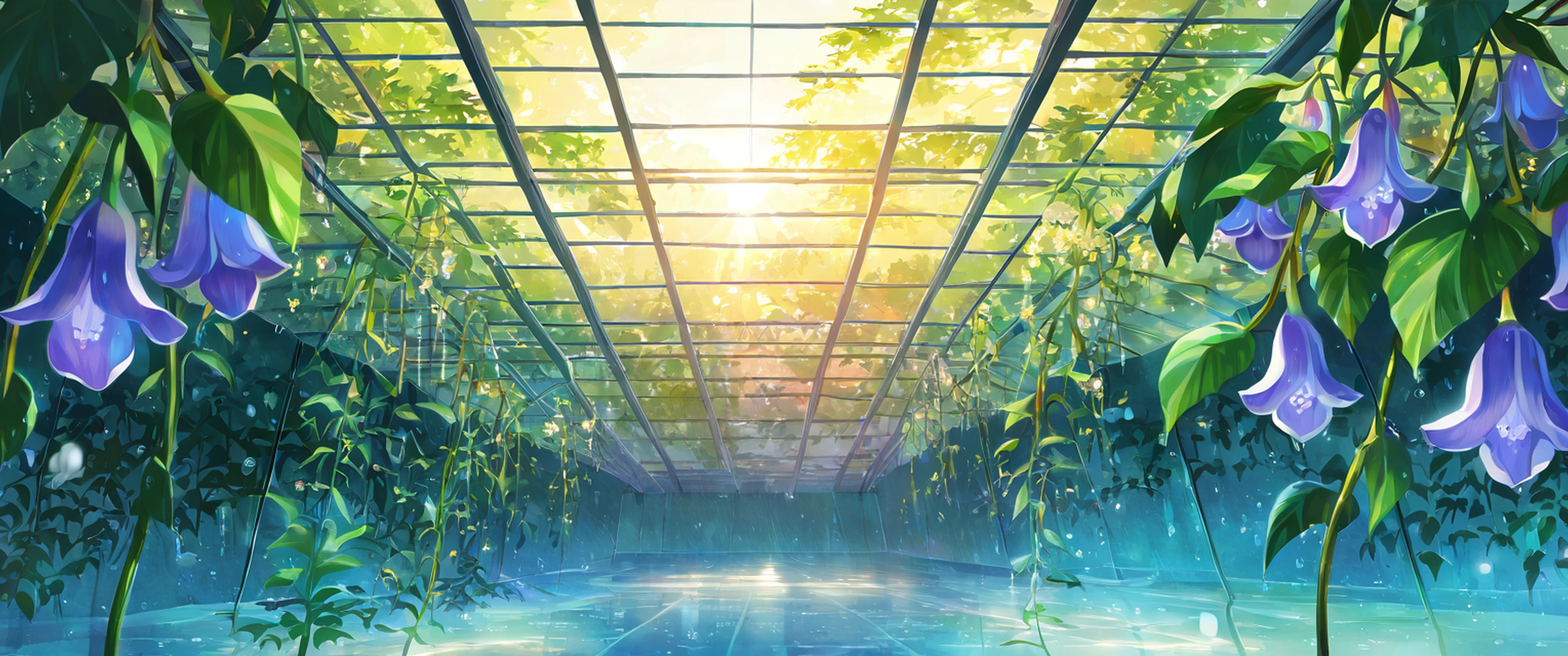 Greenhouse Morning lofi wallpaper