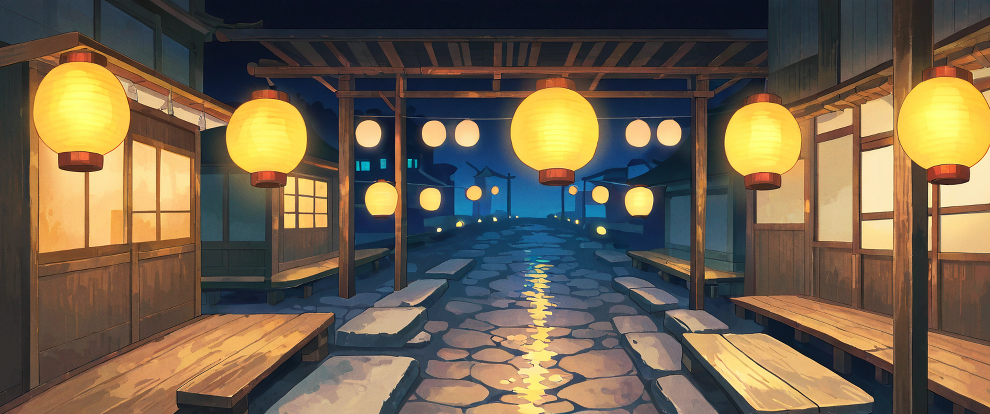 lantern festival night lofi wallpaper