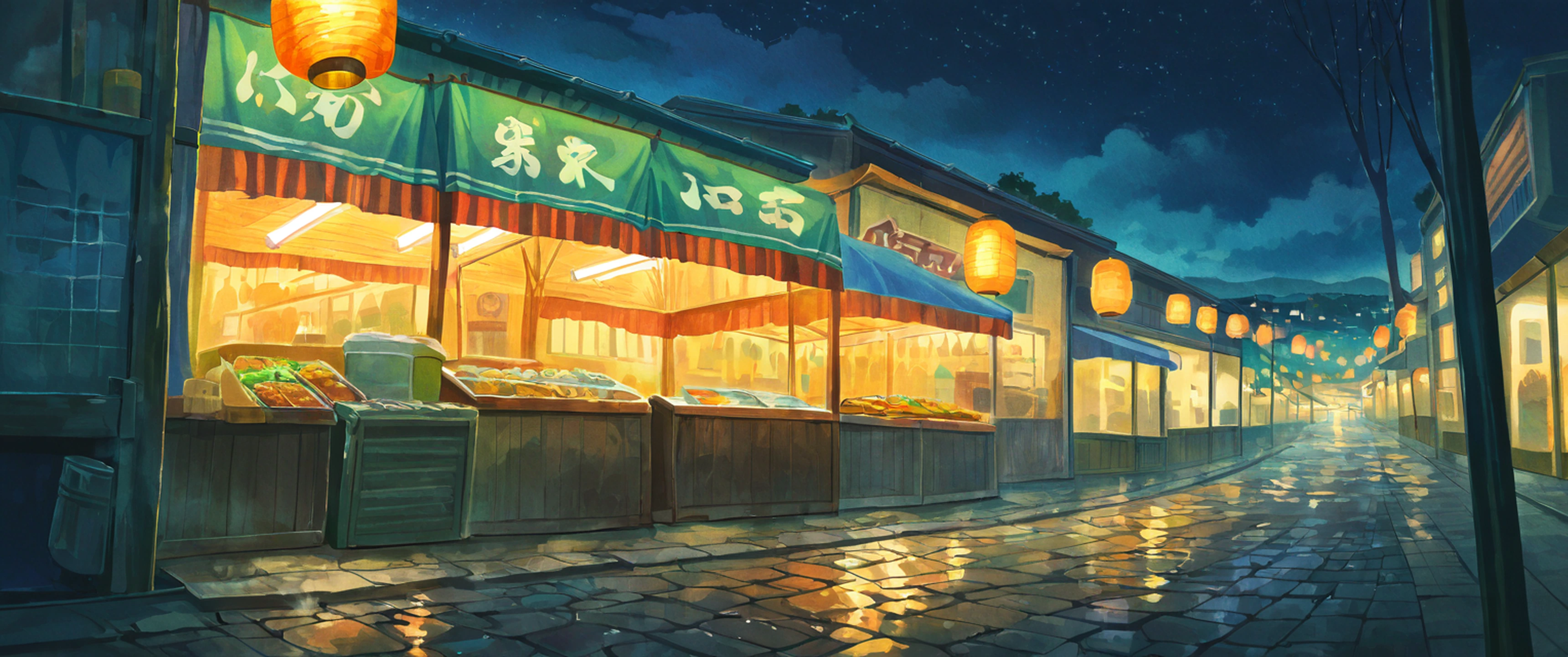 Night Market lofi wallpaper