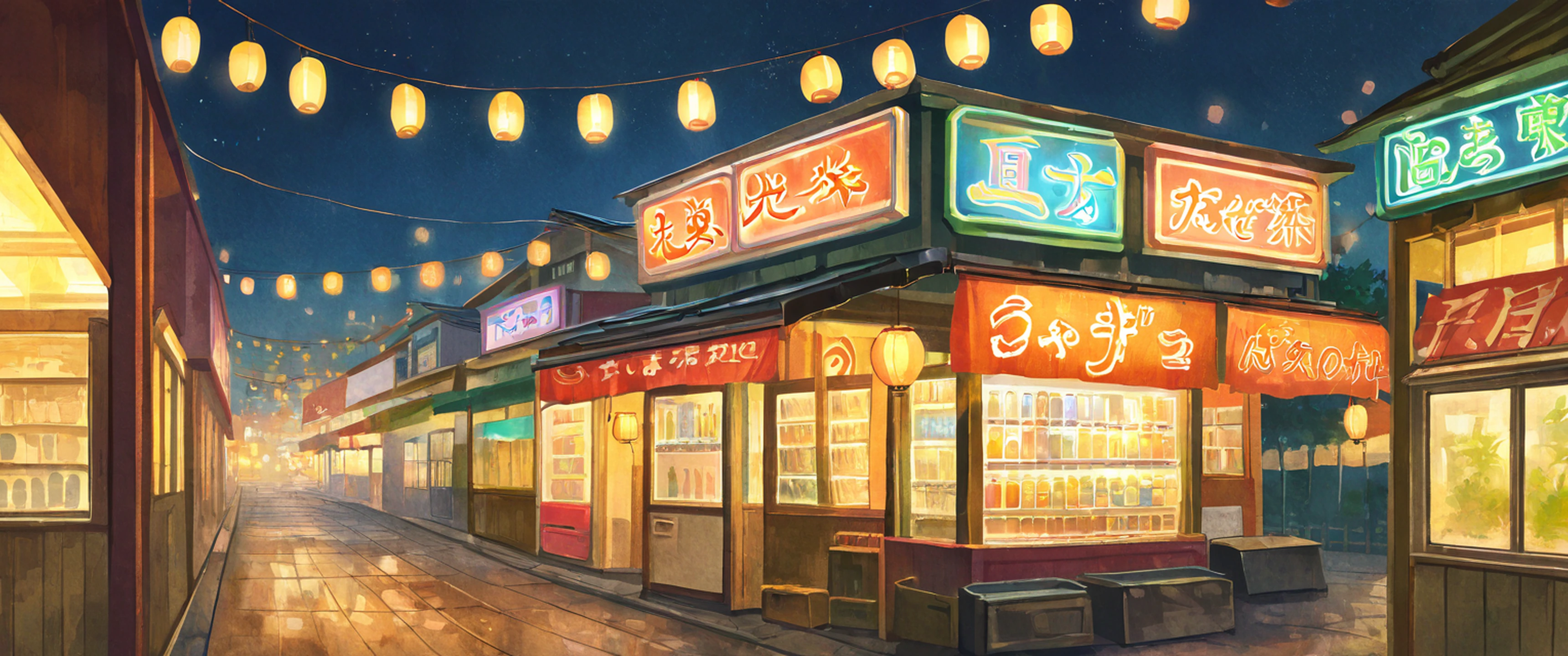 Night Market lofi wallpaper