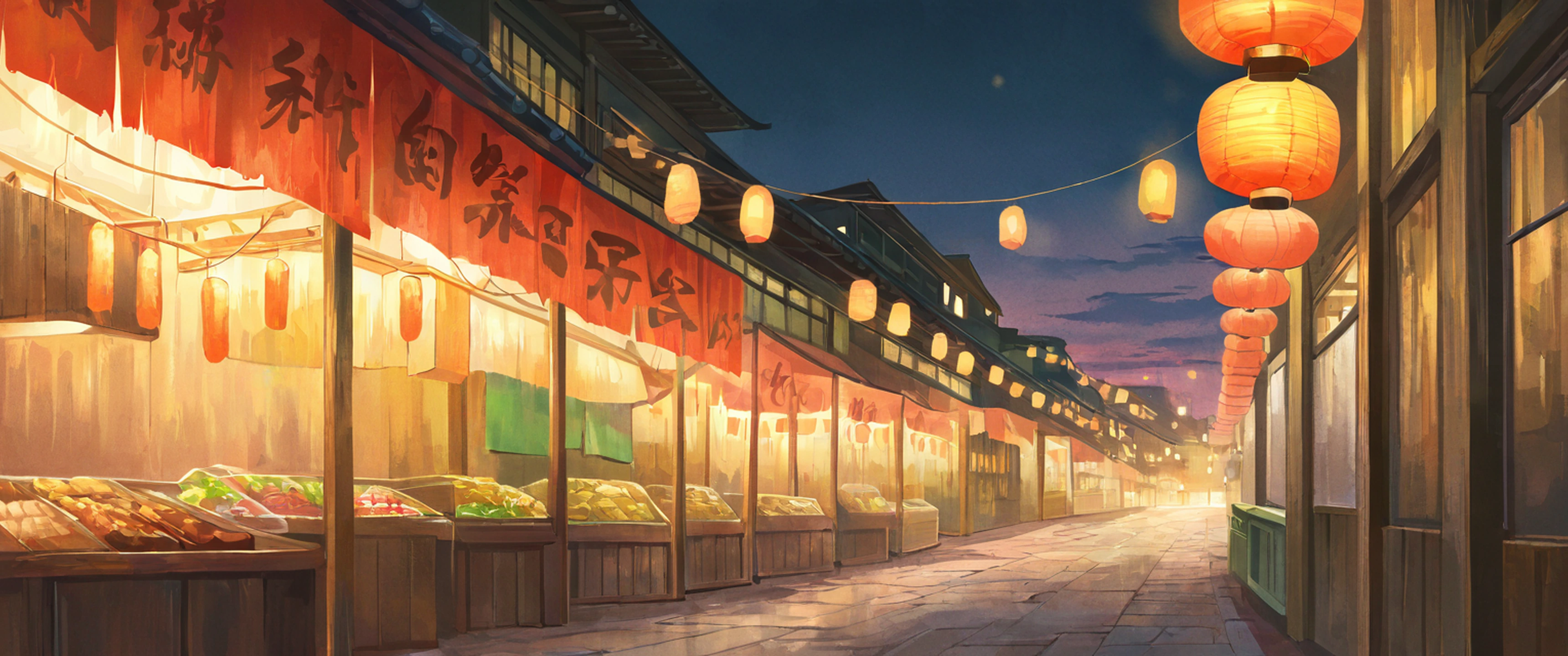 Night Market lofi wallpaper