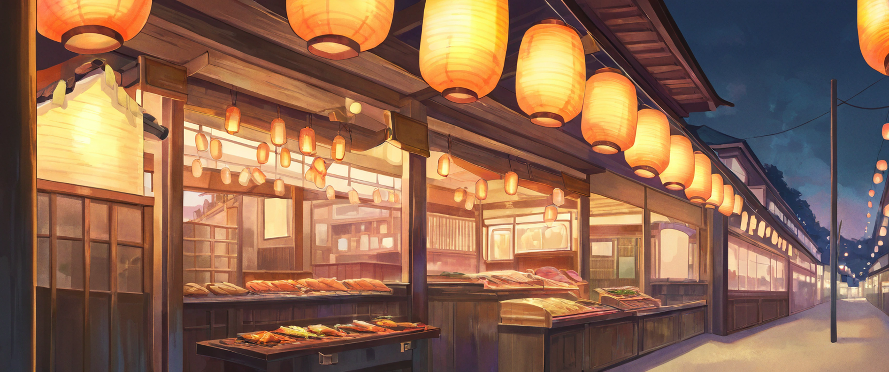 Night Market lofi wallpaper