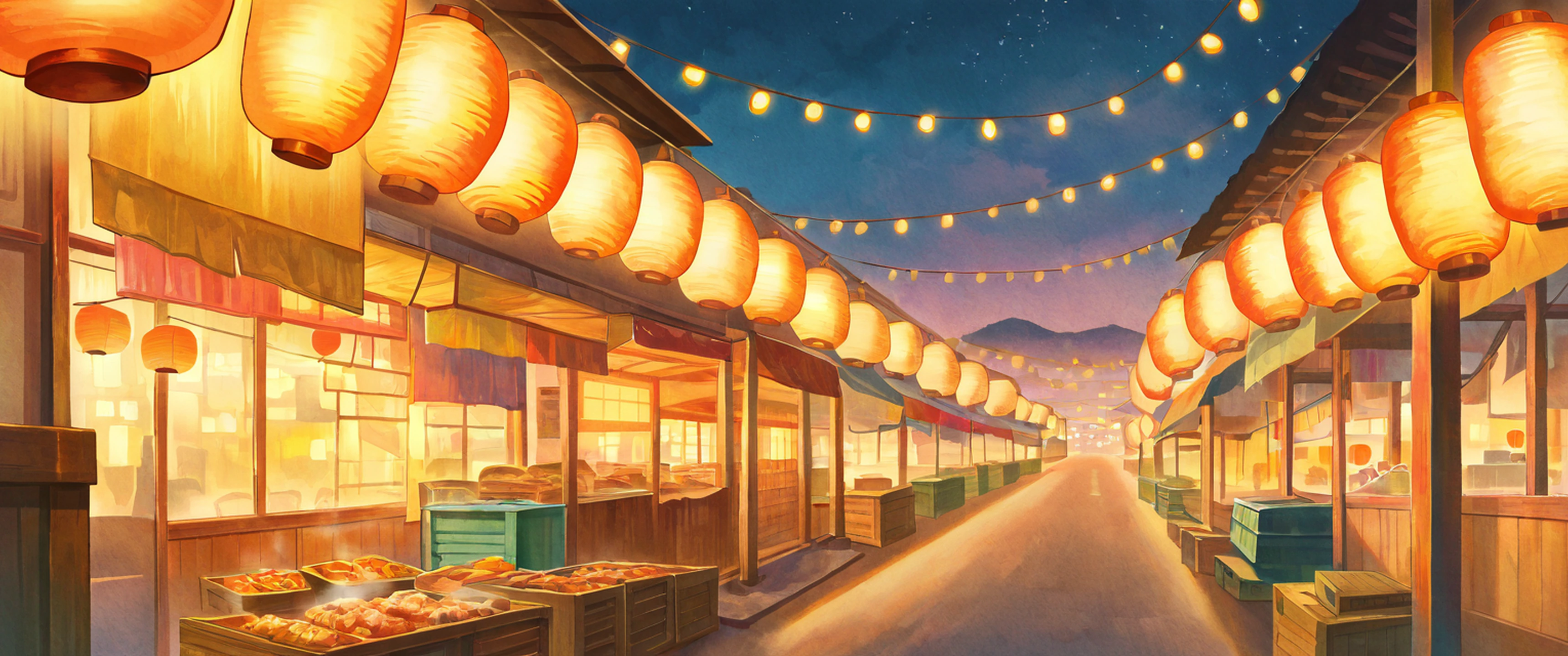 Night Market lofi wallpaper