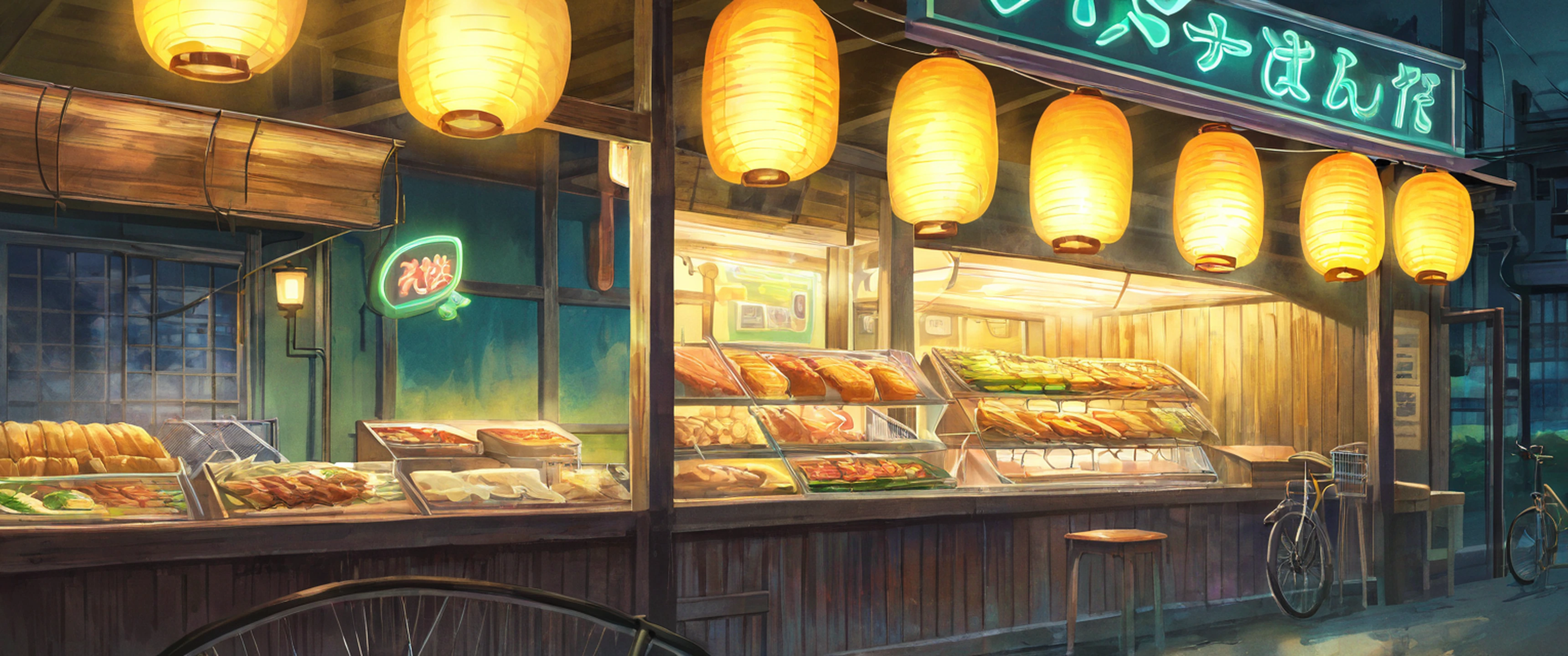 Night Market lofi wallpaper