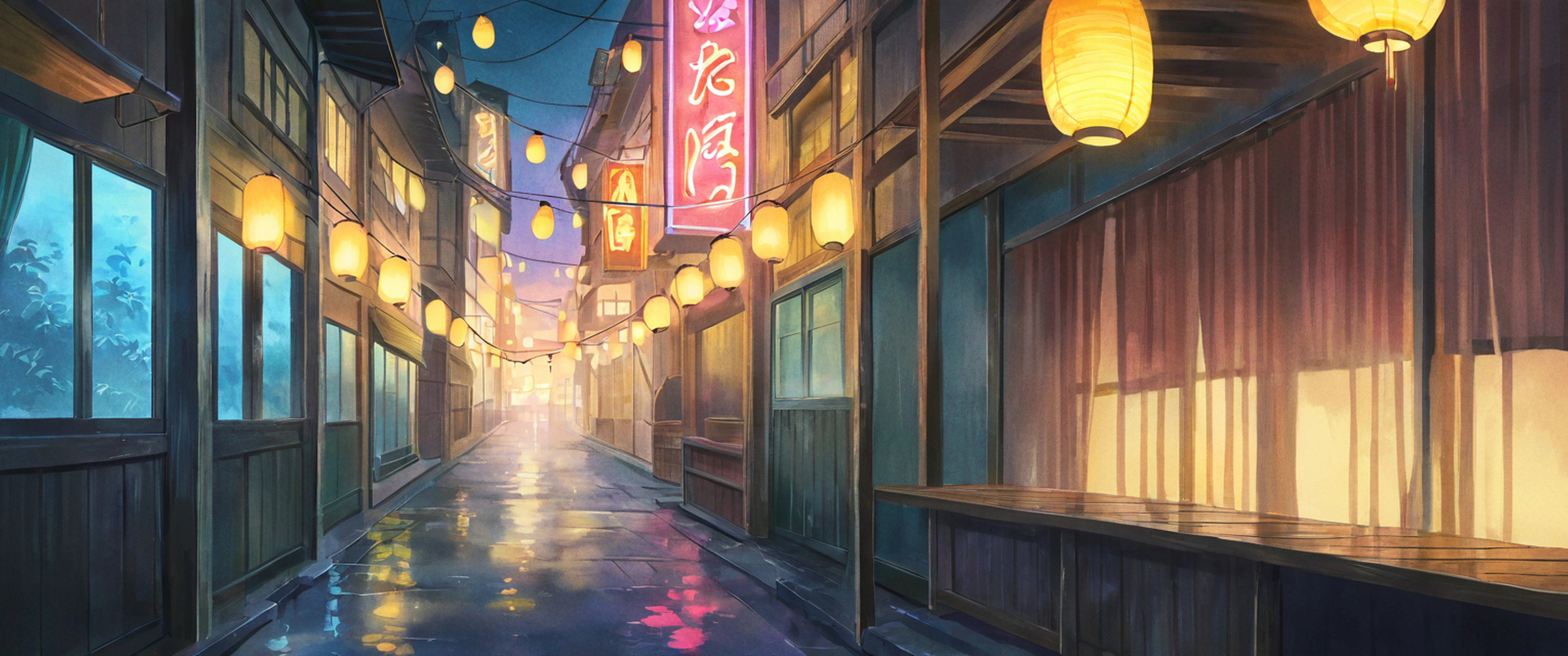 Night Market lofi wallpaper