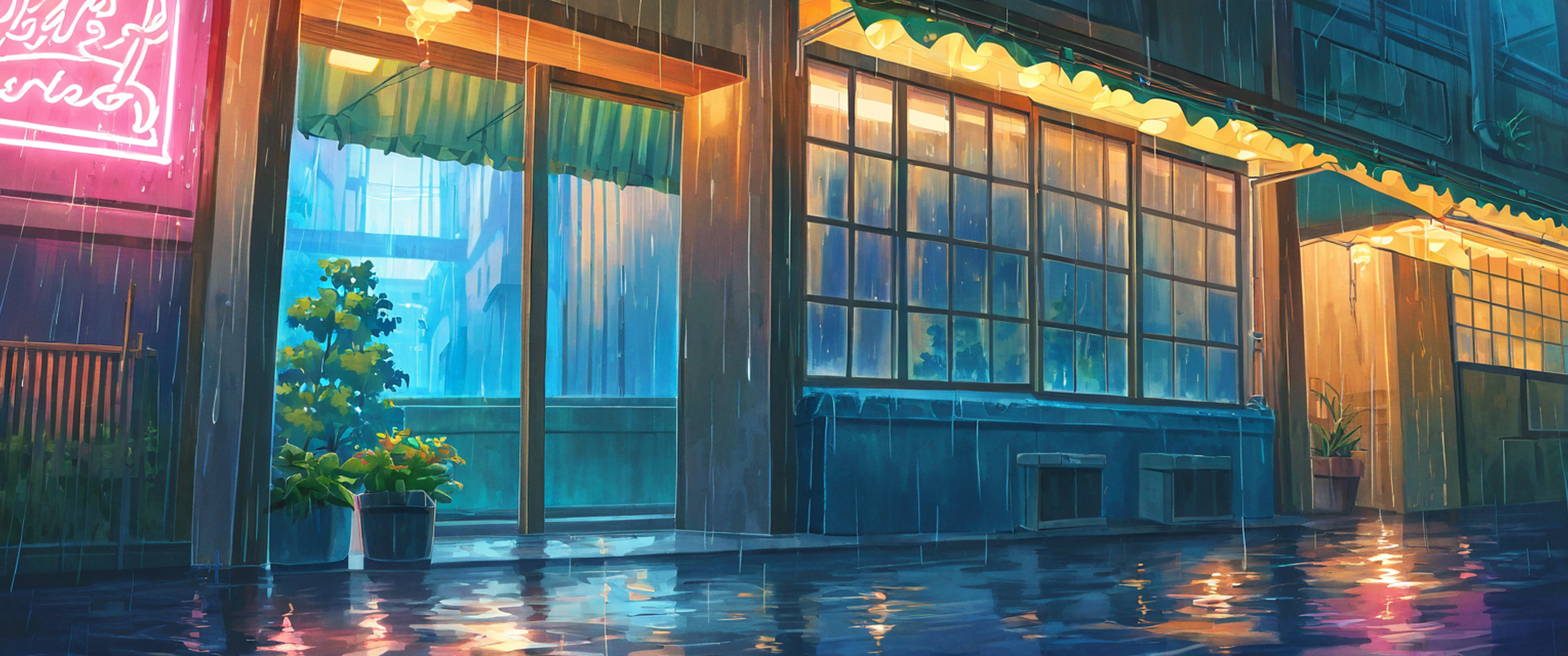 Old Alley Rain lofi wallpaper