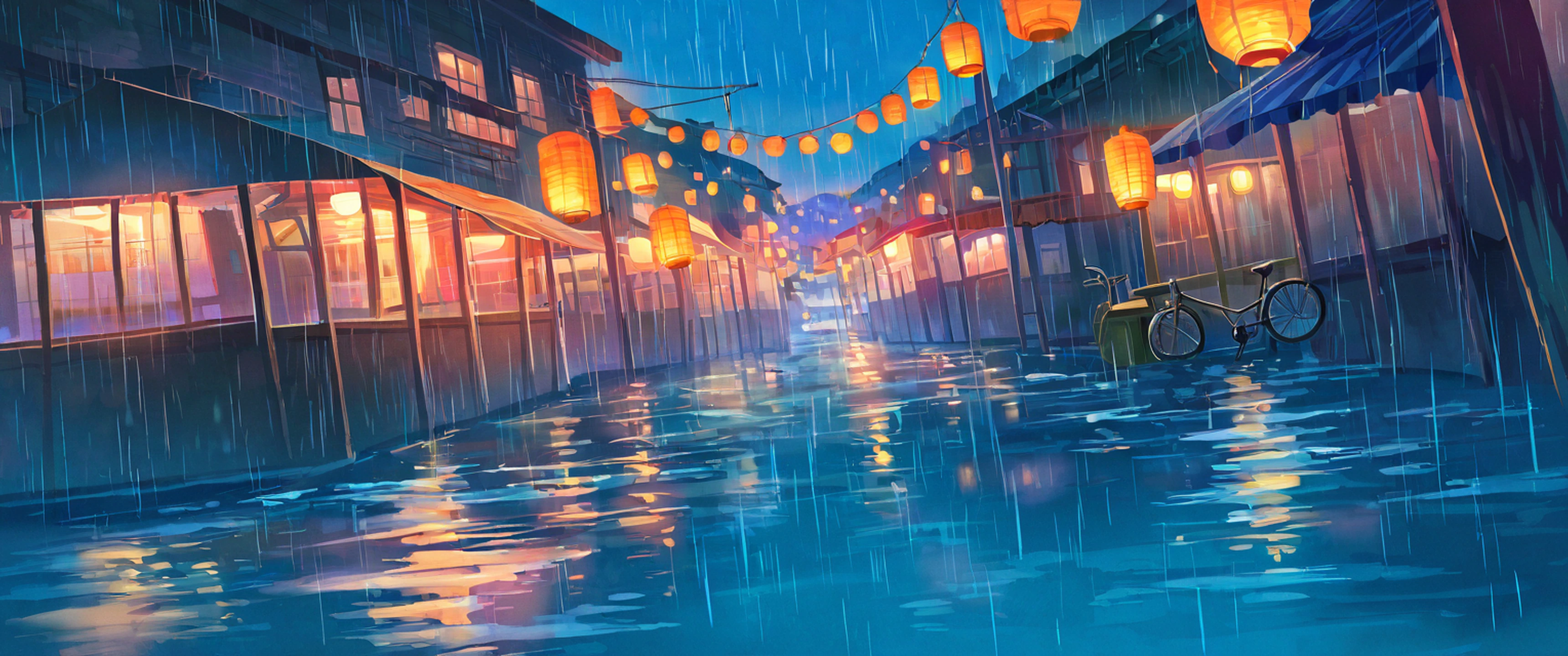 Old Alley Rain lofi wallpaper