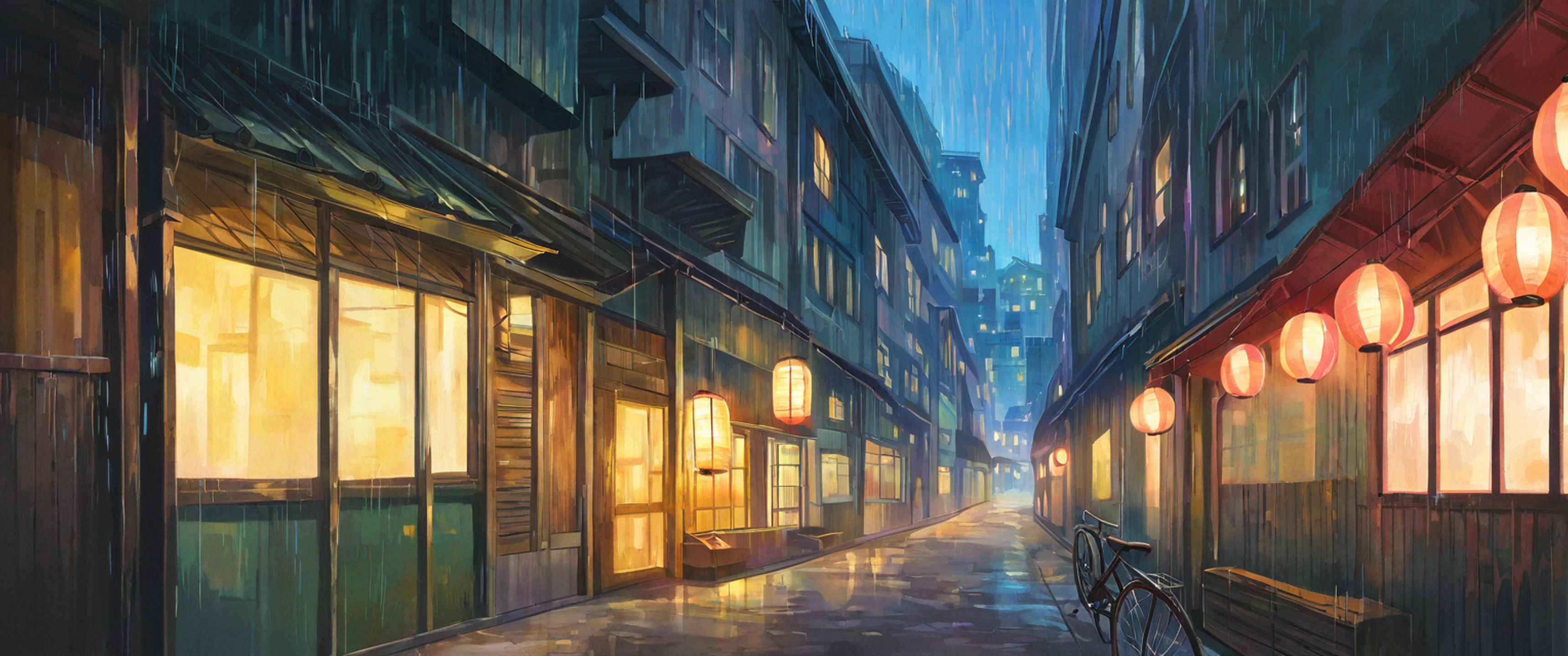 Old Alley Rain lofi wallpaper