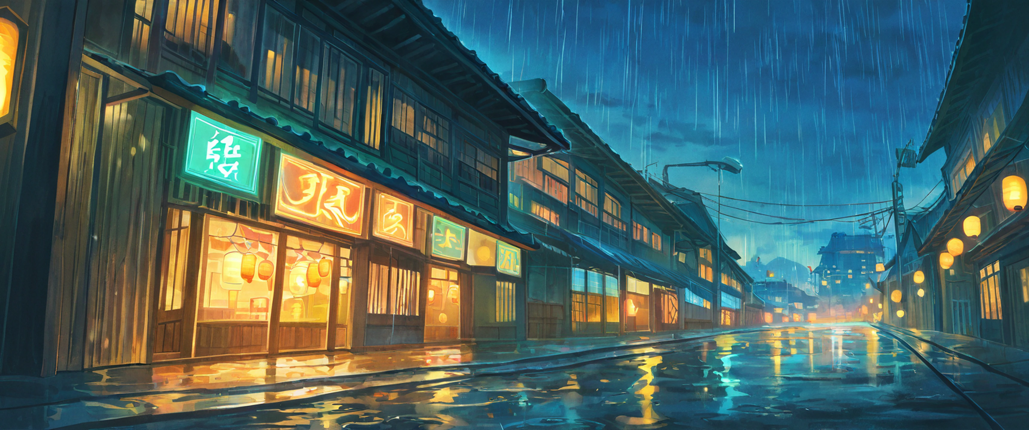 Old Alley Rain lofi wallpaper